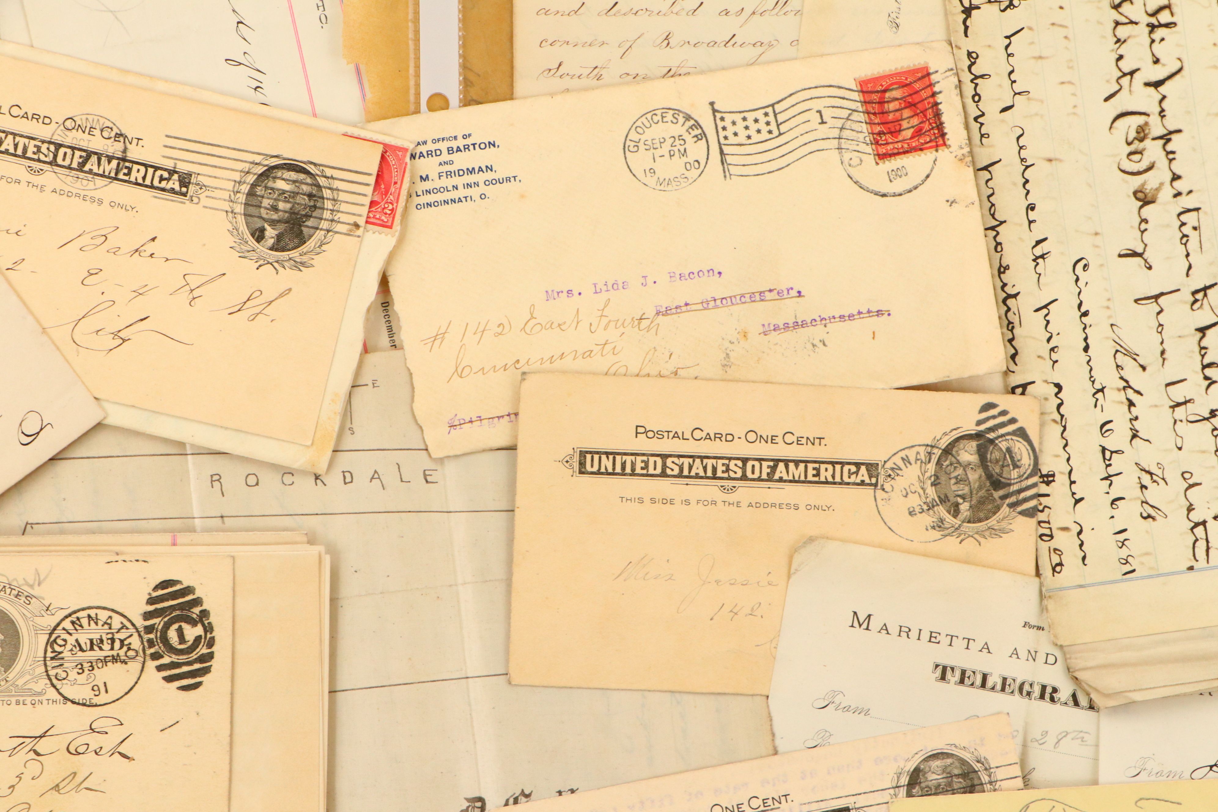 Cincinnati Law Office Letters with Postcards and More, Late 19th/Early 20th C.
