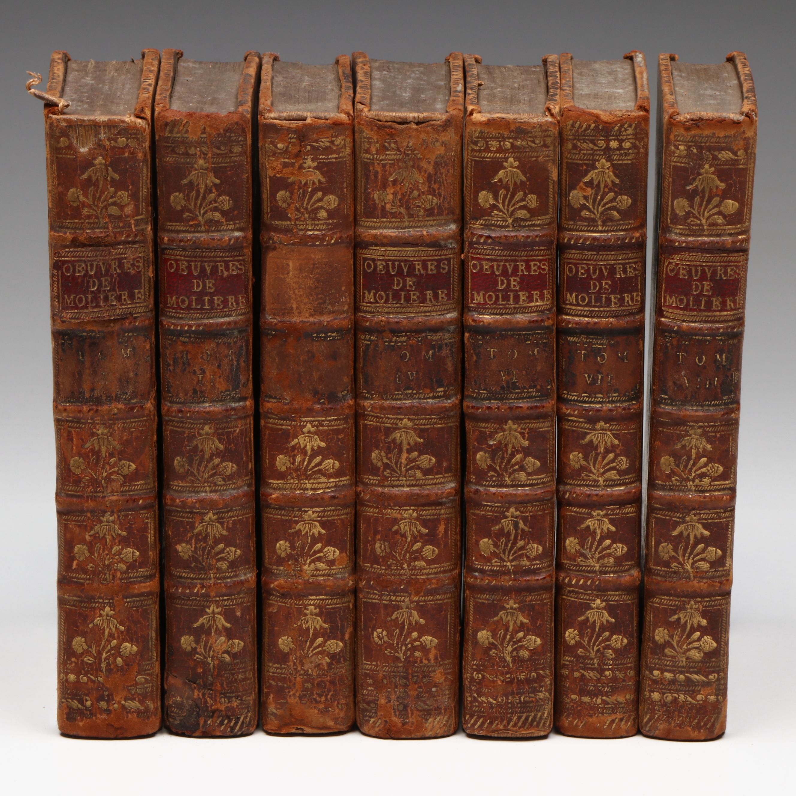 Leather Bound "Œuvres de Molière" Seven-Volume Set, 1760