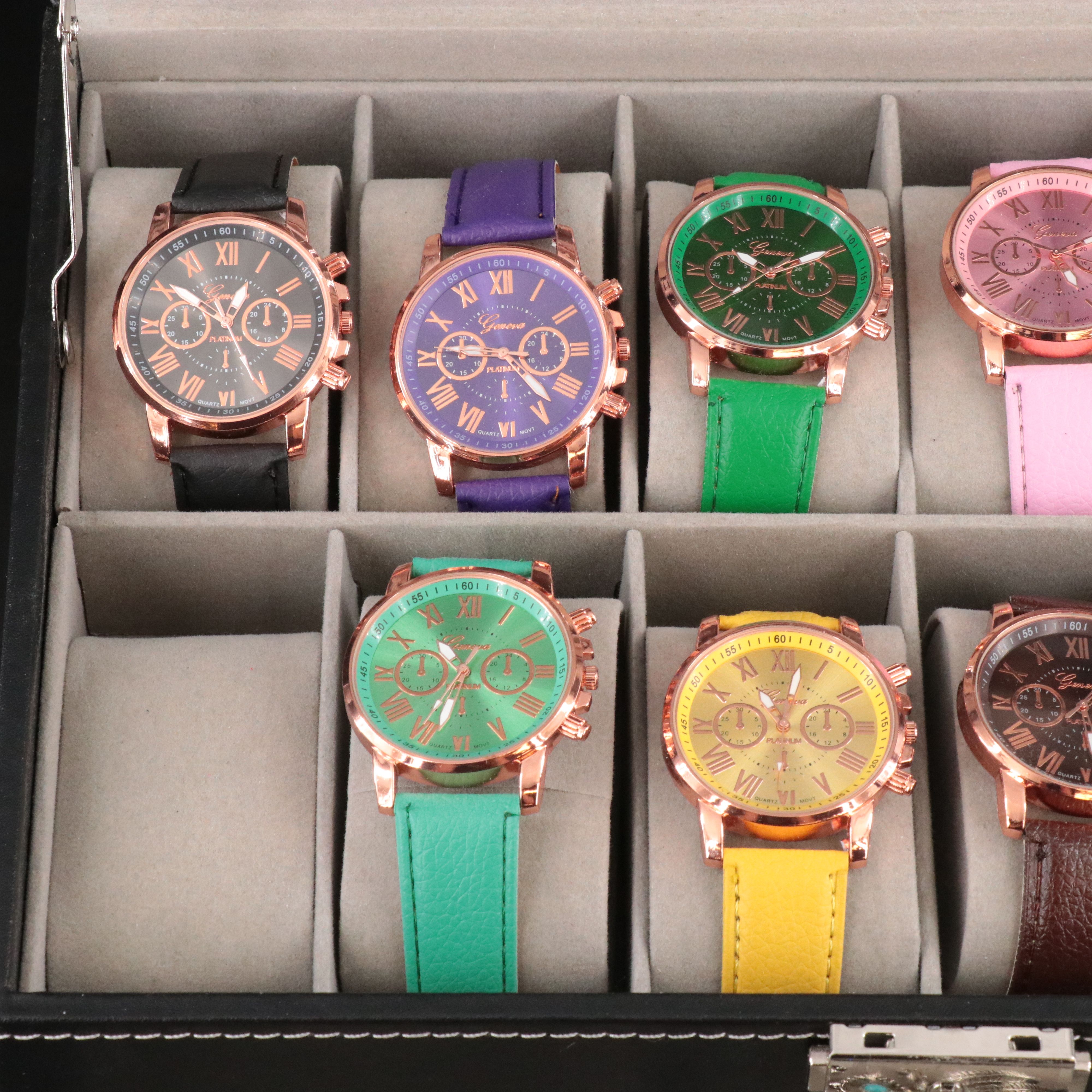 Collection of Geneva Quartz Watches and Other Jewelry in Jewelry Box