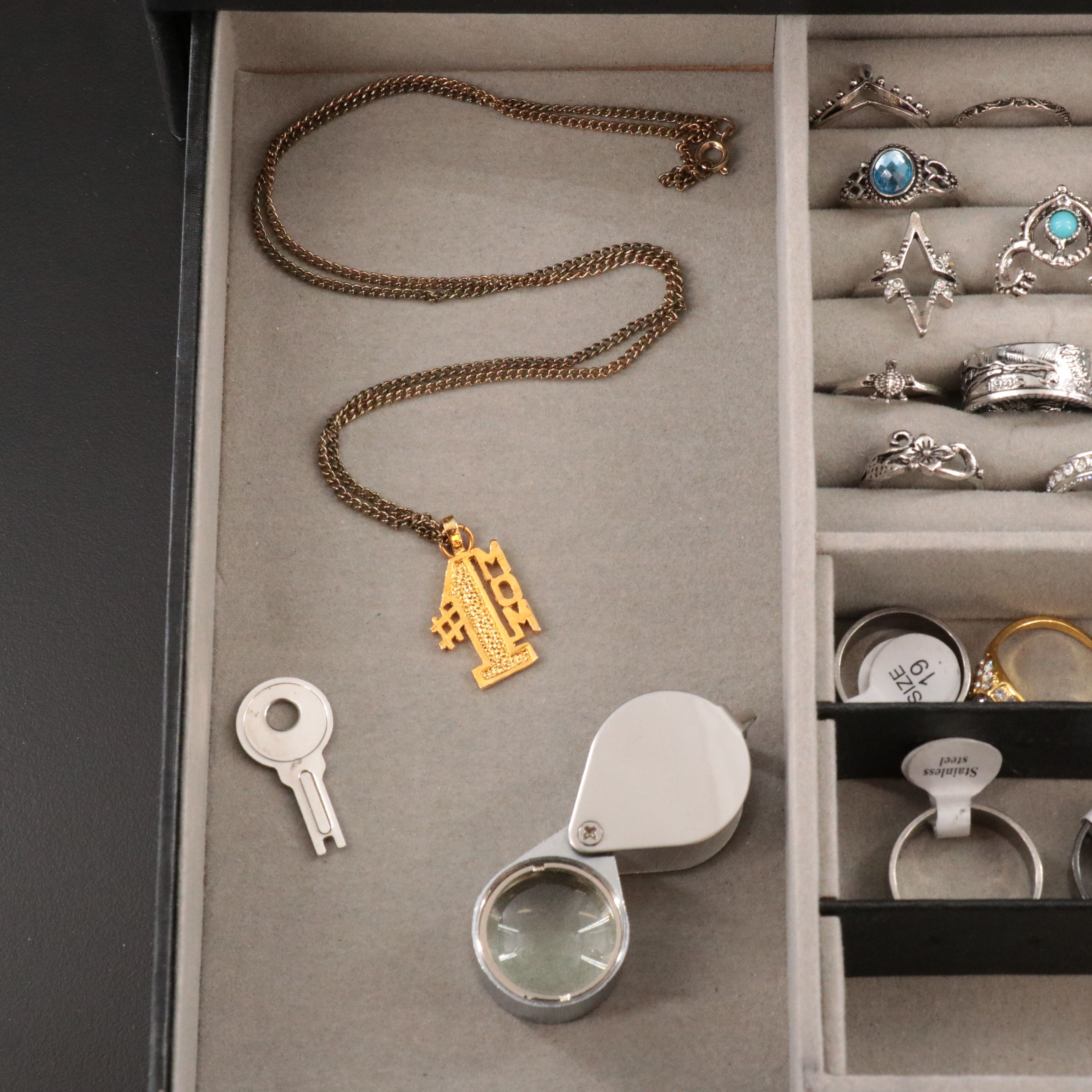 Collection of Geneva Quartz Watches and Other Jewelry in Jewelry Box