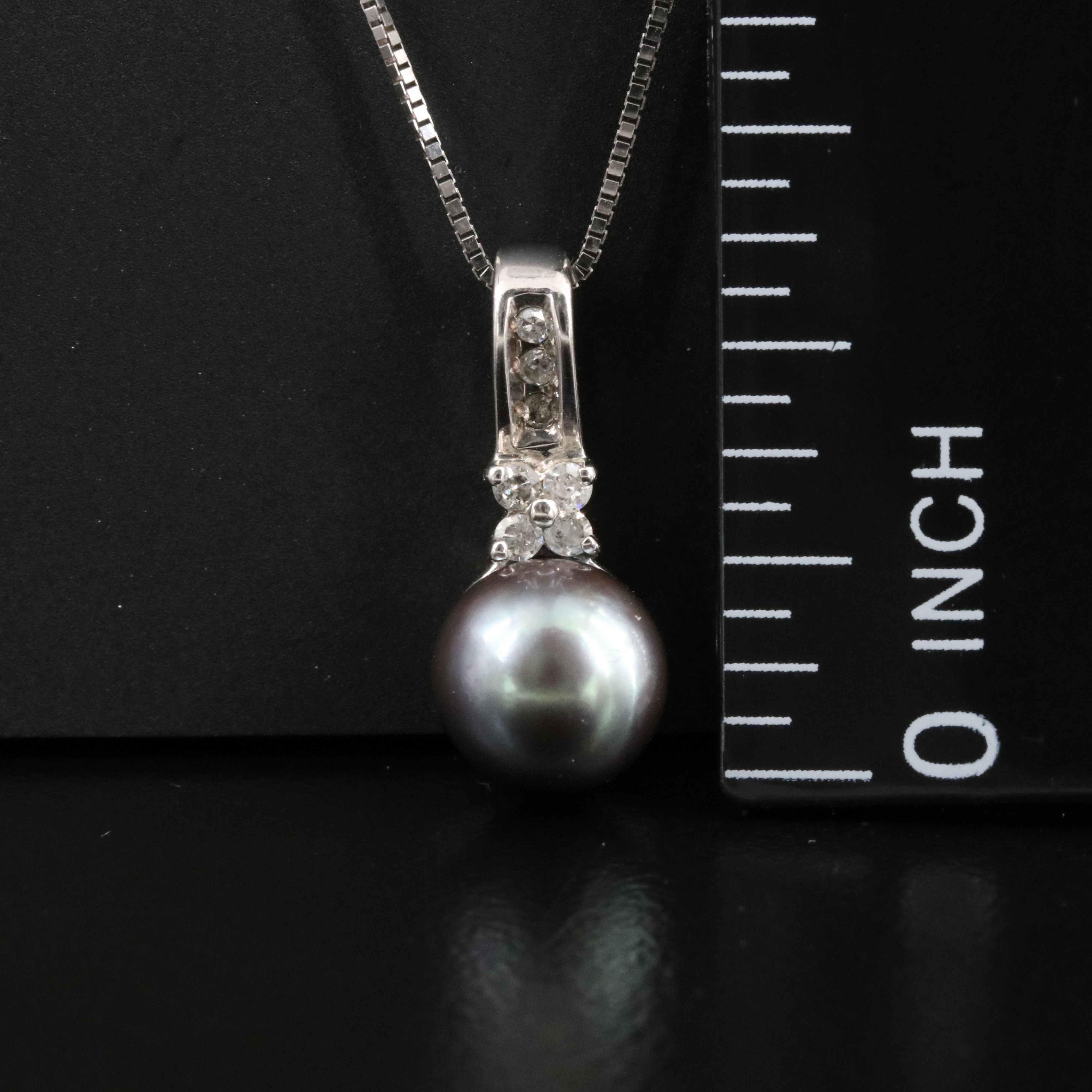 10K Pearl and Diamond Pendant Necklace