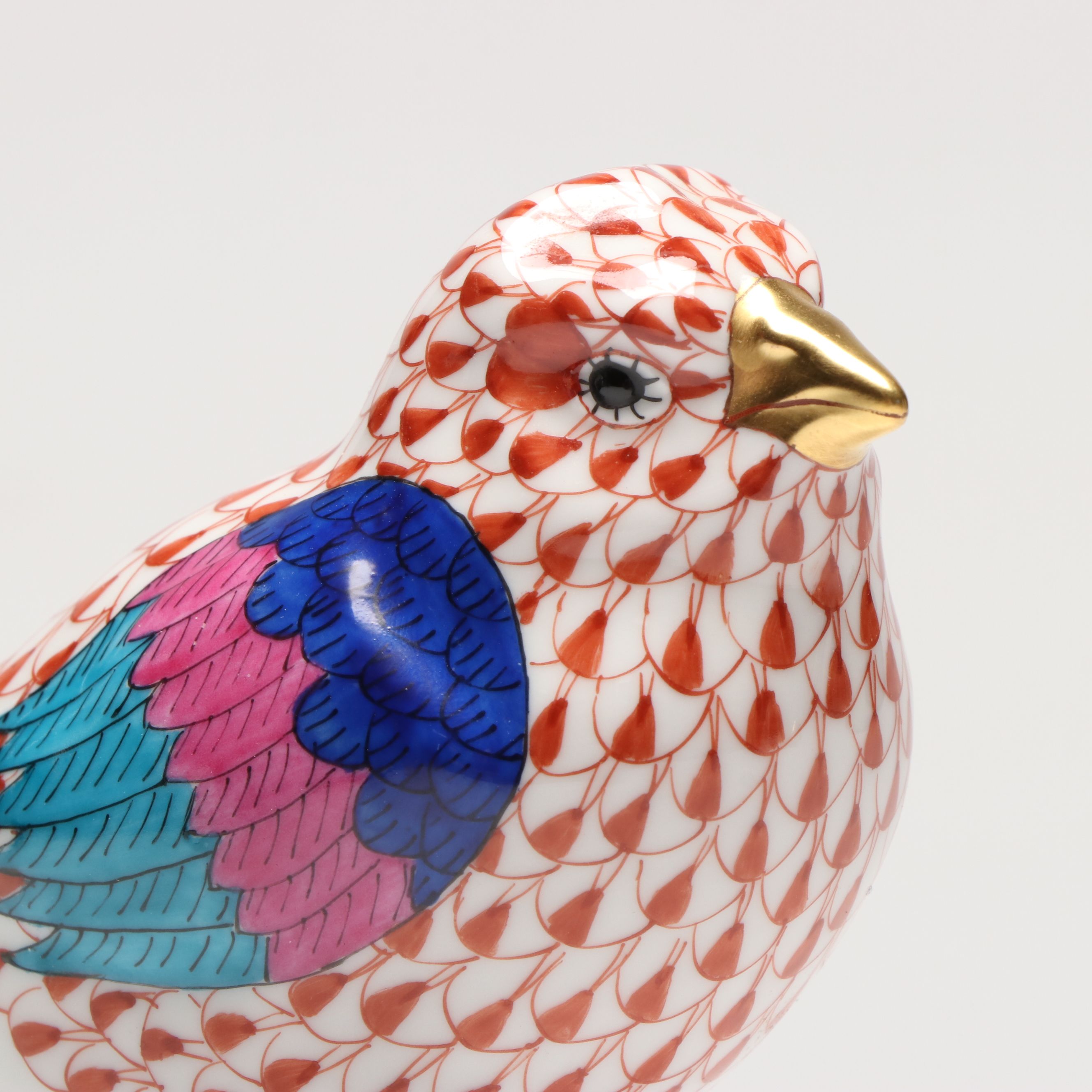 Herend Rust Fishnet with Gold "Chick" Porcelain Figurine