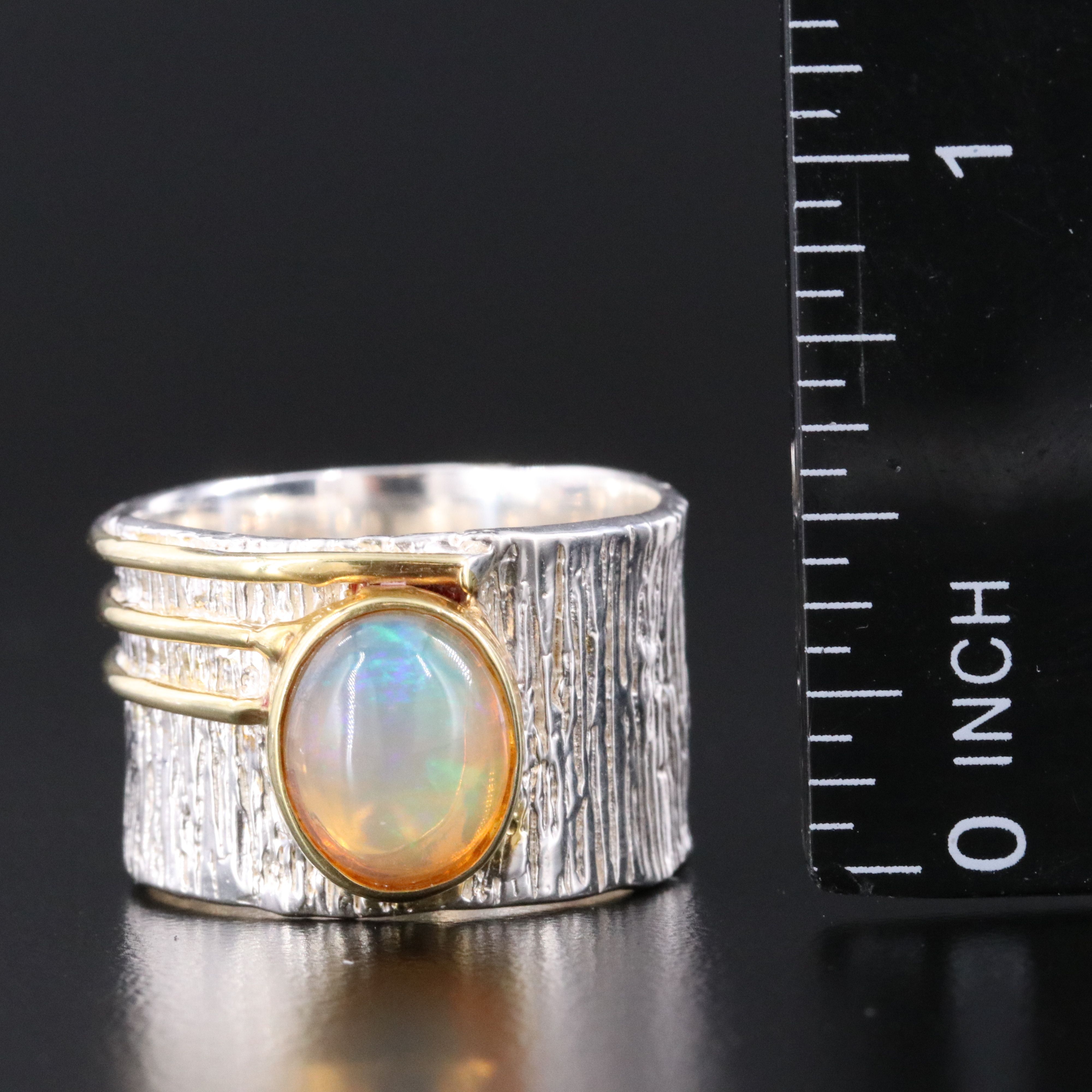 Sterling Opal Wide Band