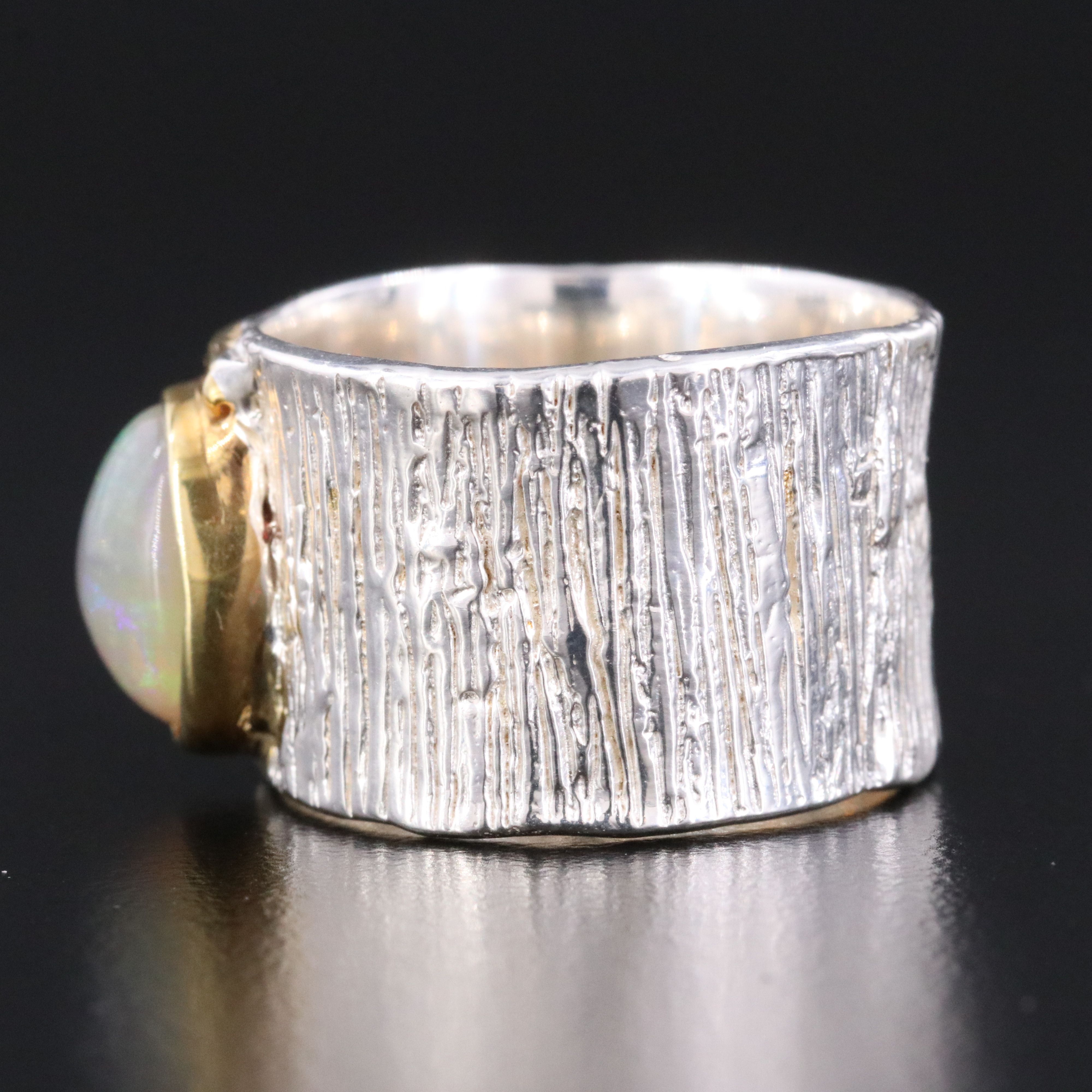 Sterling Opal Wide Band
