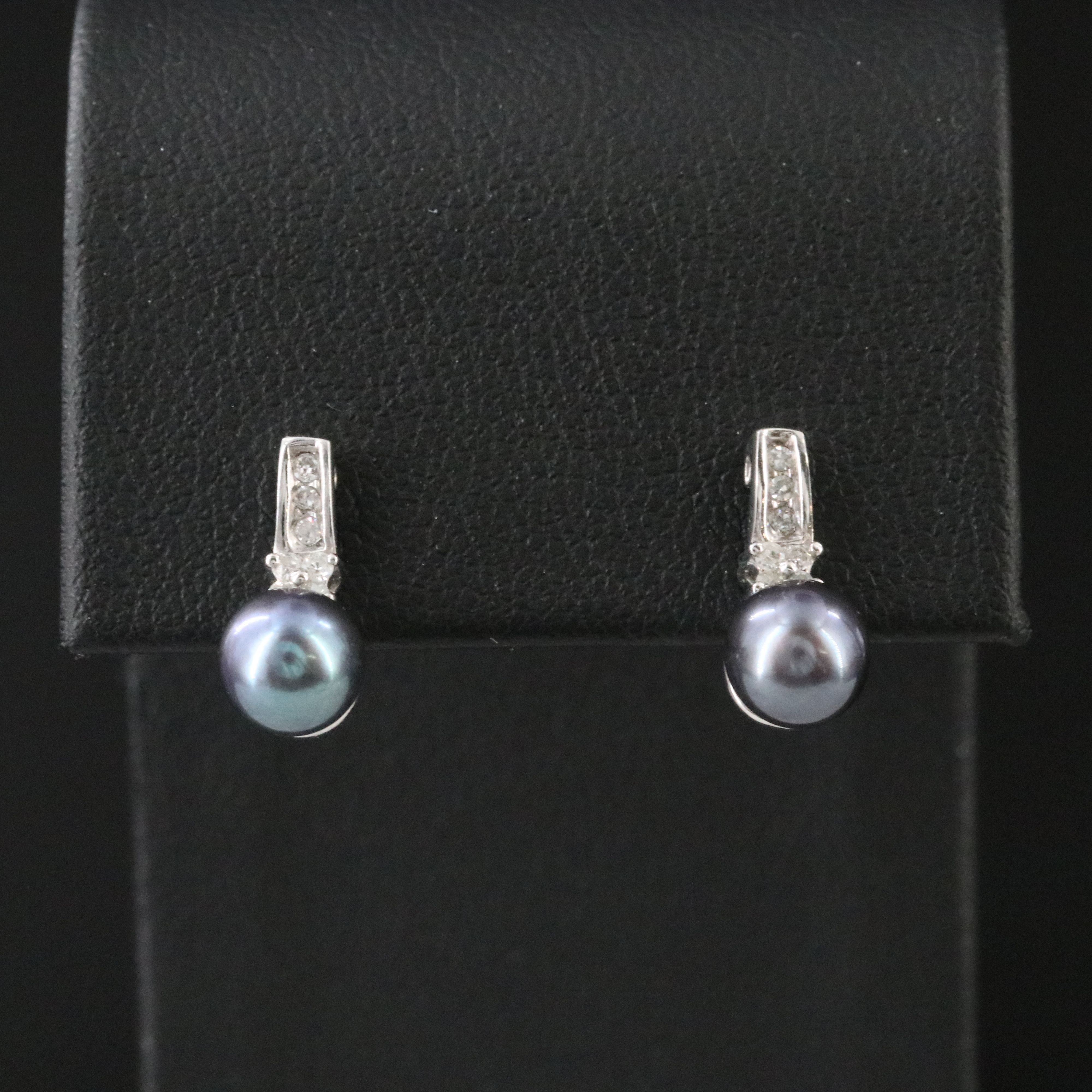 10K Pearl and Diamond Drop Earrings