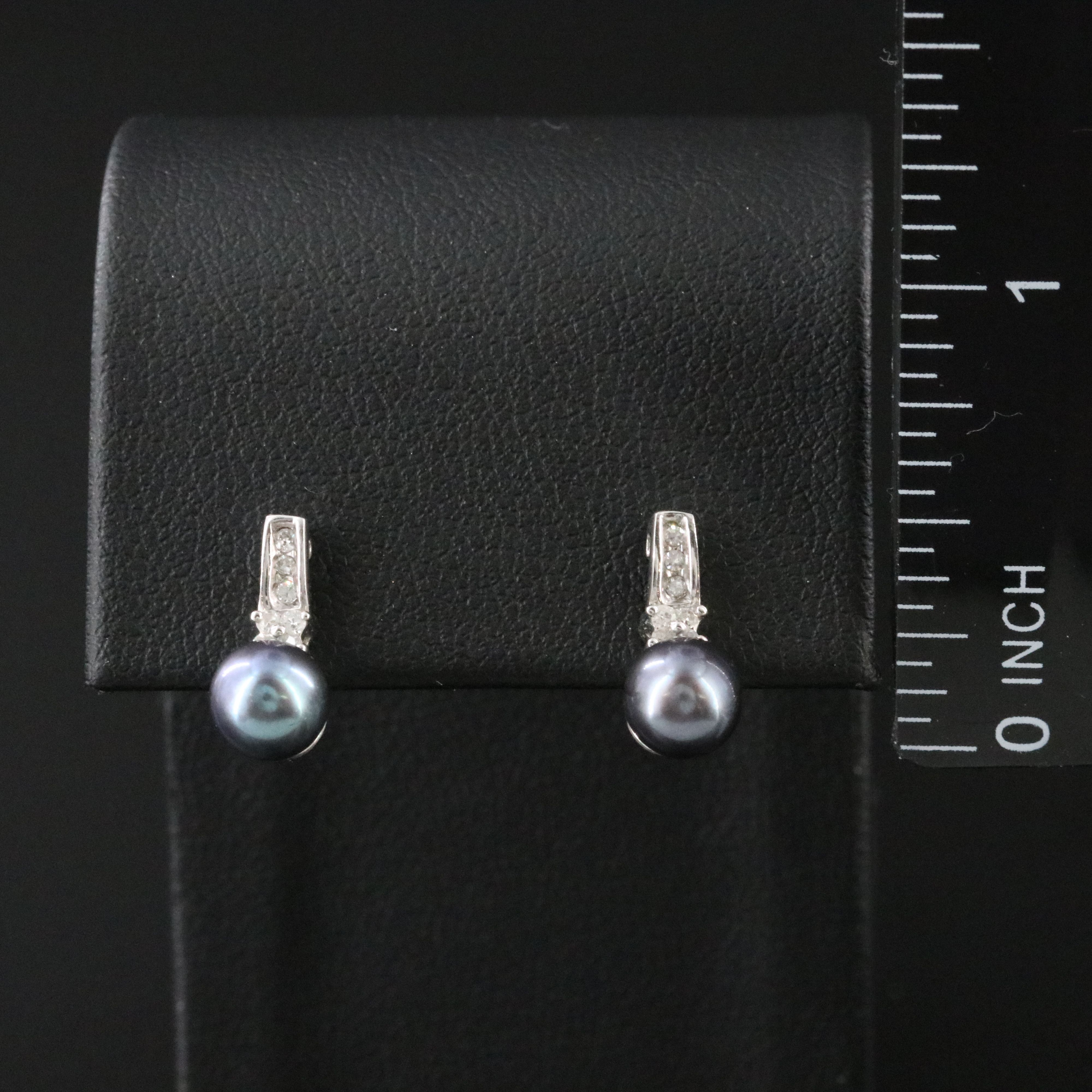 10K Pearl and Diamond Drop Earrings