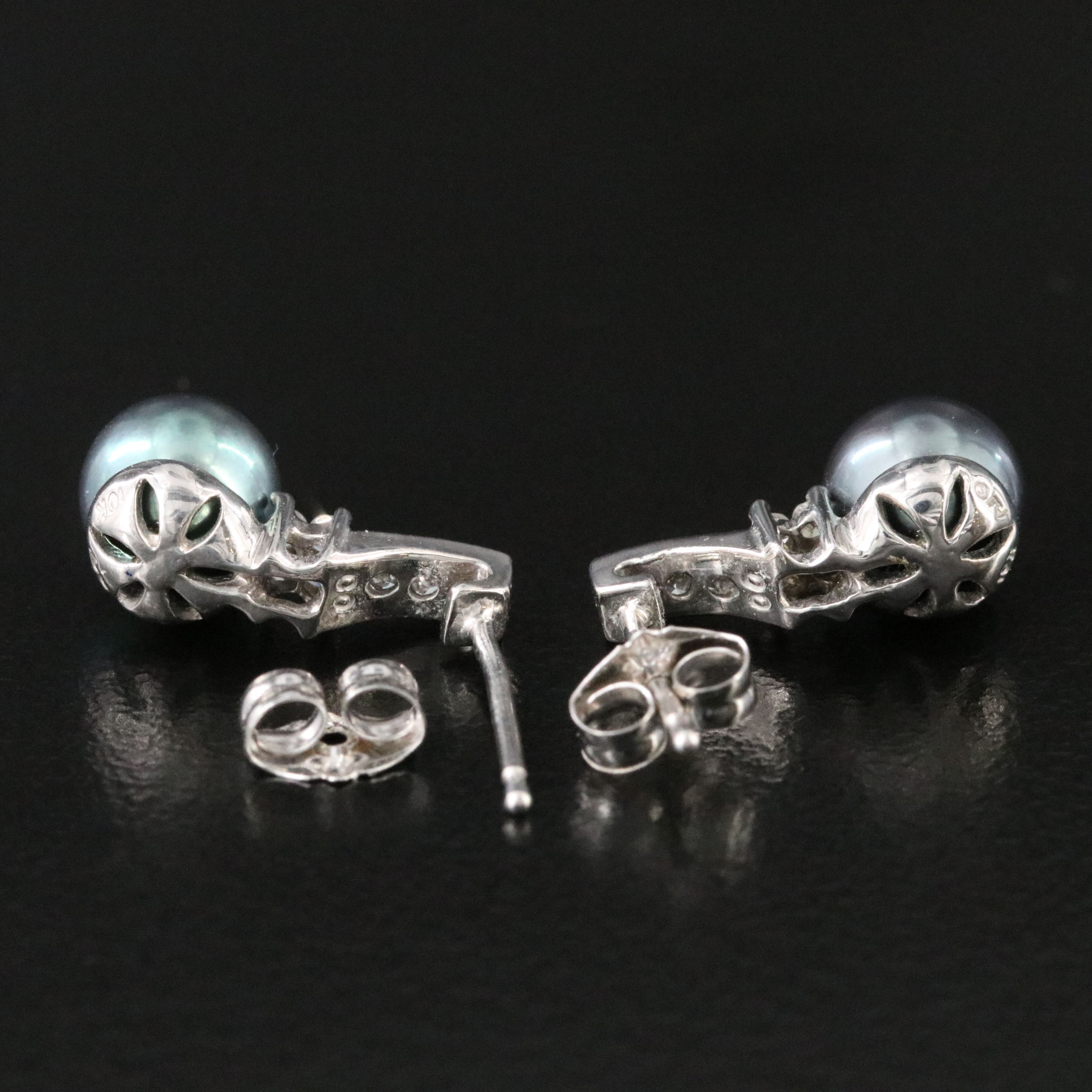 10K Pearl and Diamond Drop Earrings