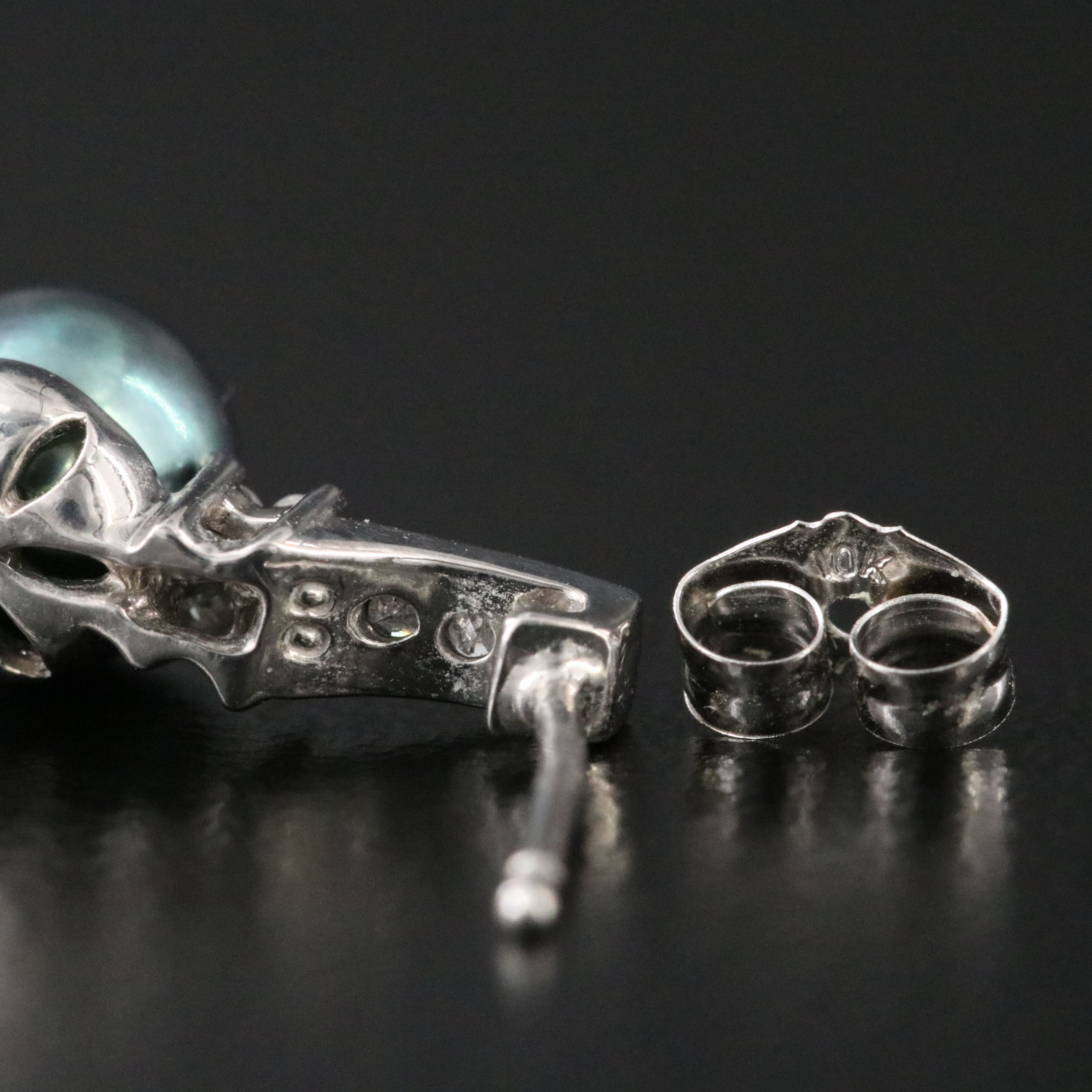 10K Pearl and Diamond Drop Earrings