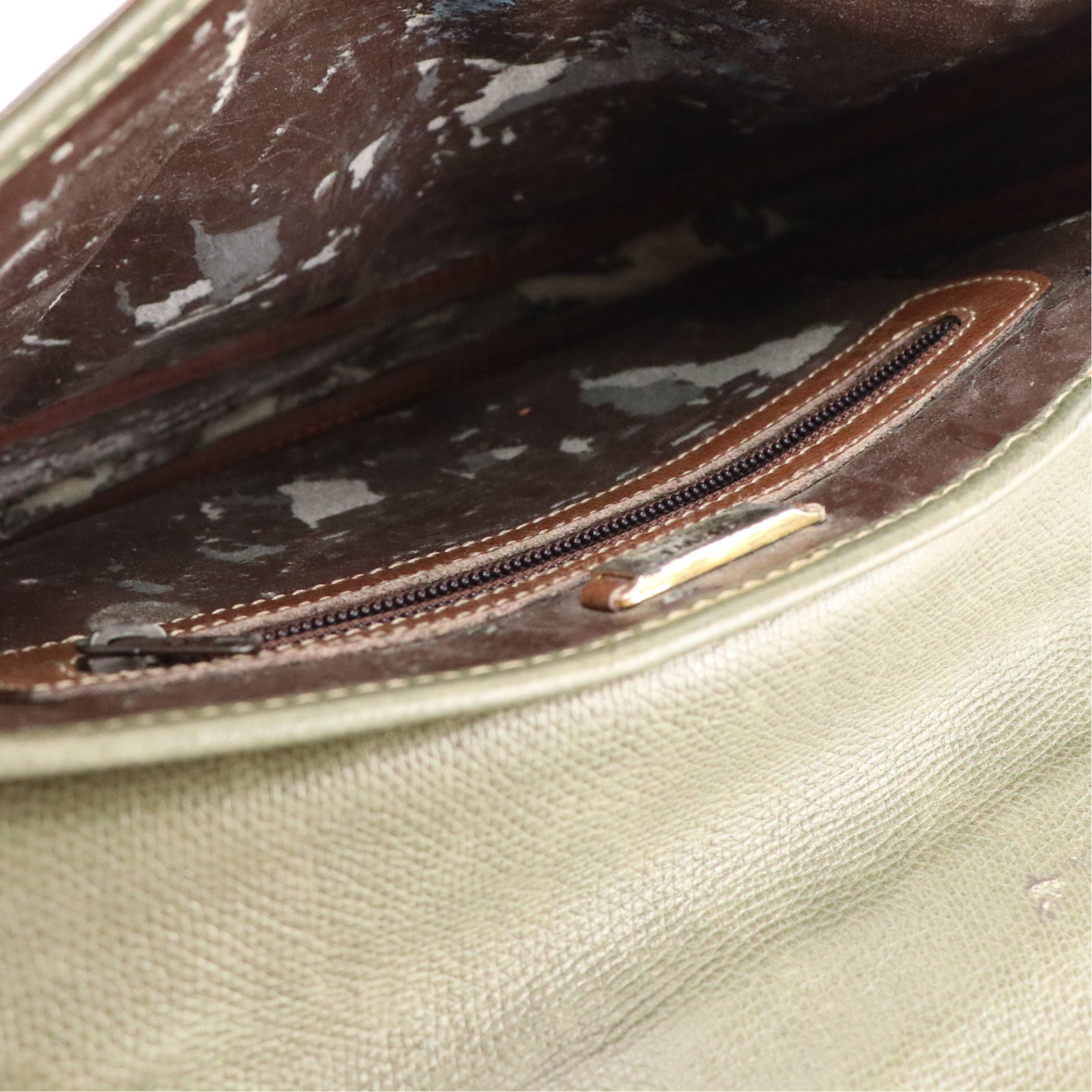 Loewe Vintage Crossbody Bag in Olive Green and Brown Grained Leather