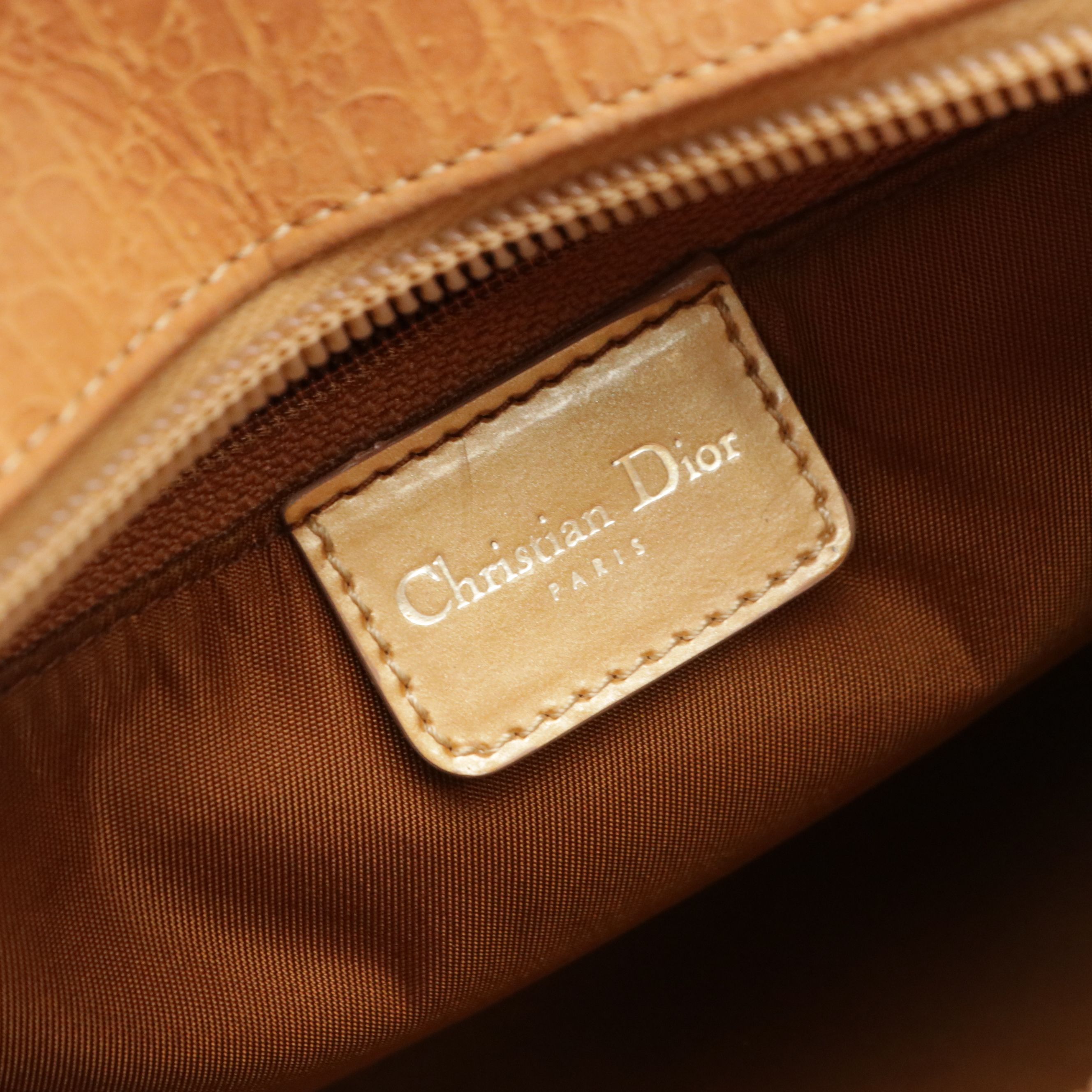 Christian Dior Lady Dior Two-Way Bag in Diorissimo Suede & Metallic Gold Leather