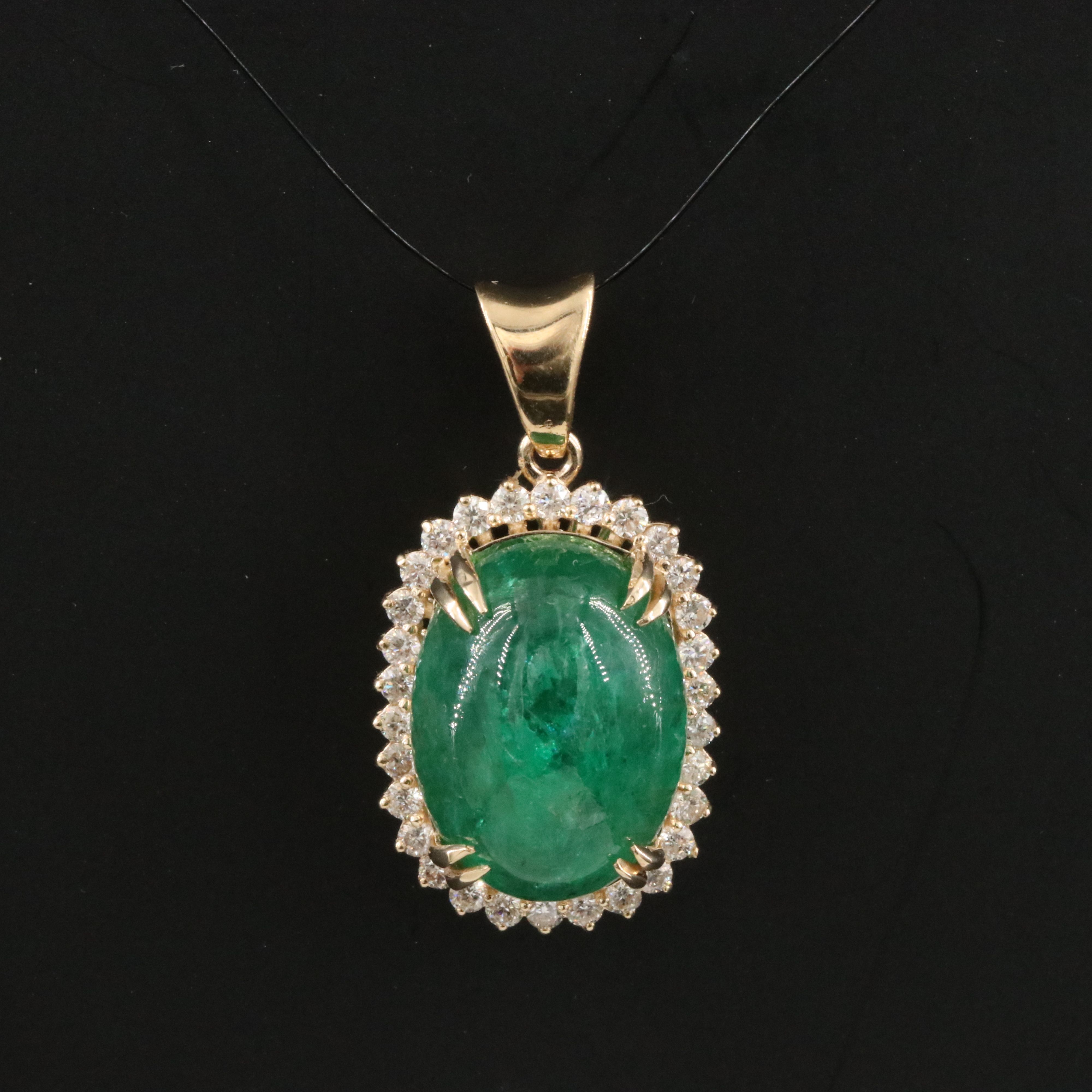 14K 8.65 CT Emerald and Diamond Pendant with 18K Bail and GIA Report