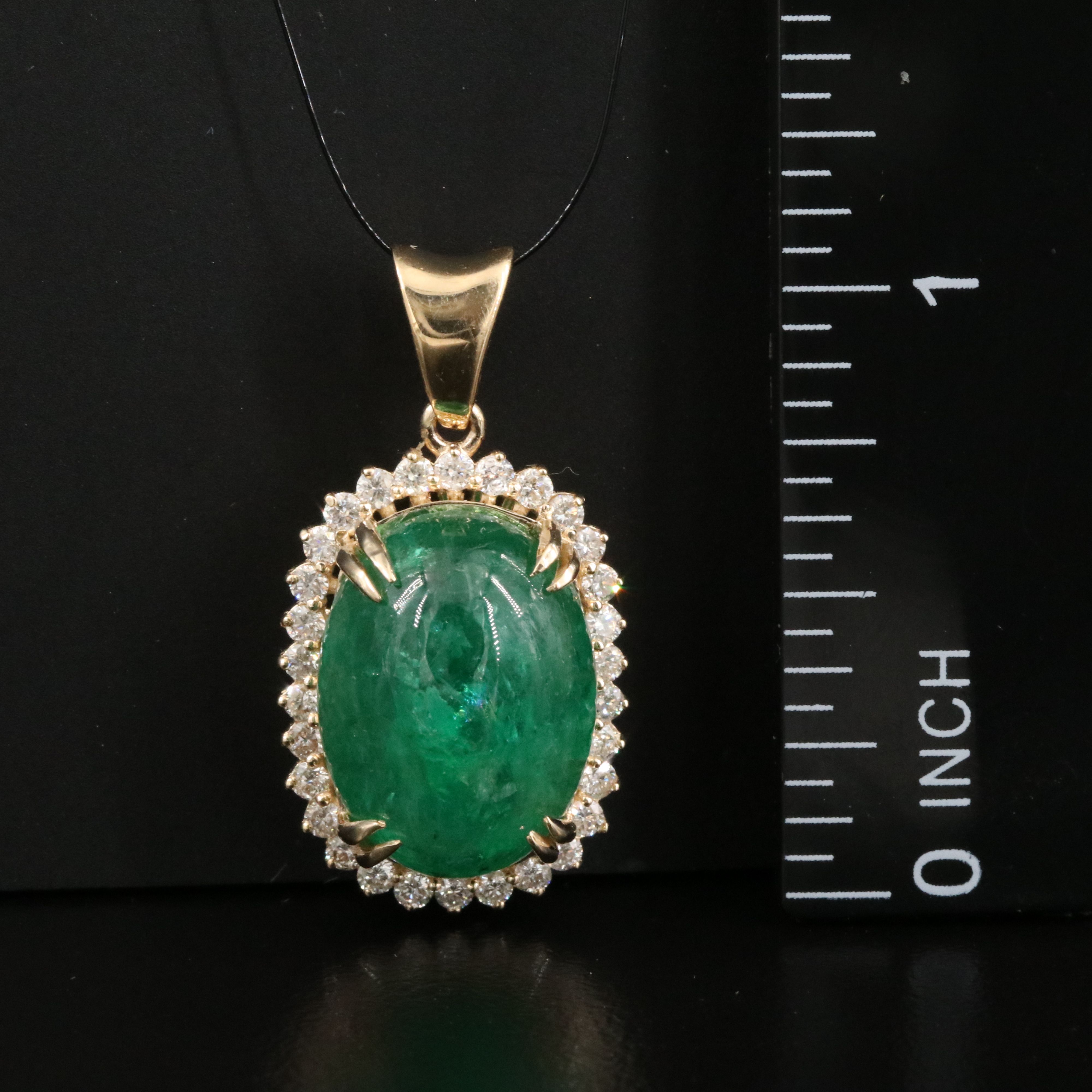 14K 8.65 CT Emerald and Diamond Pendant with 18K Bail and GIA Report