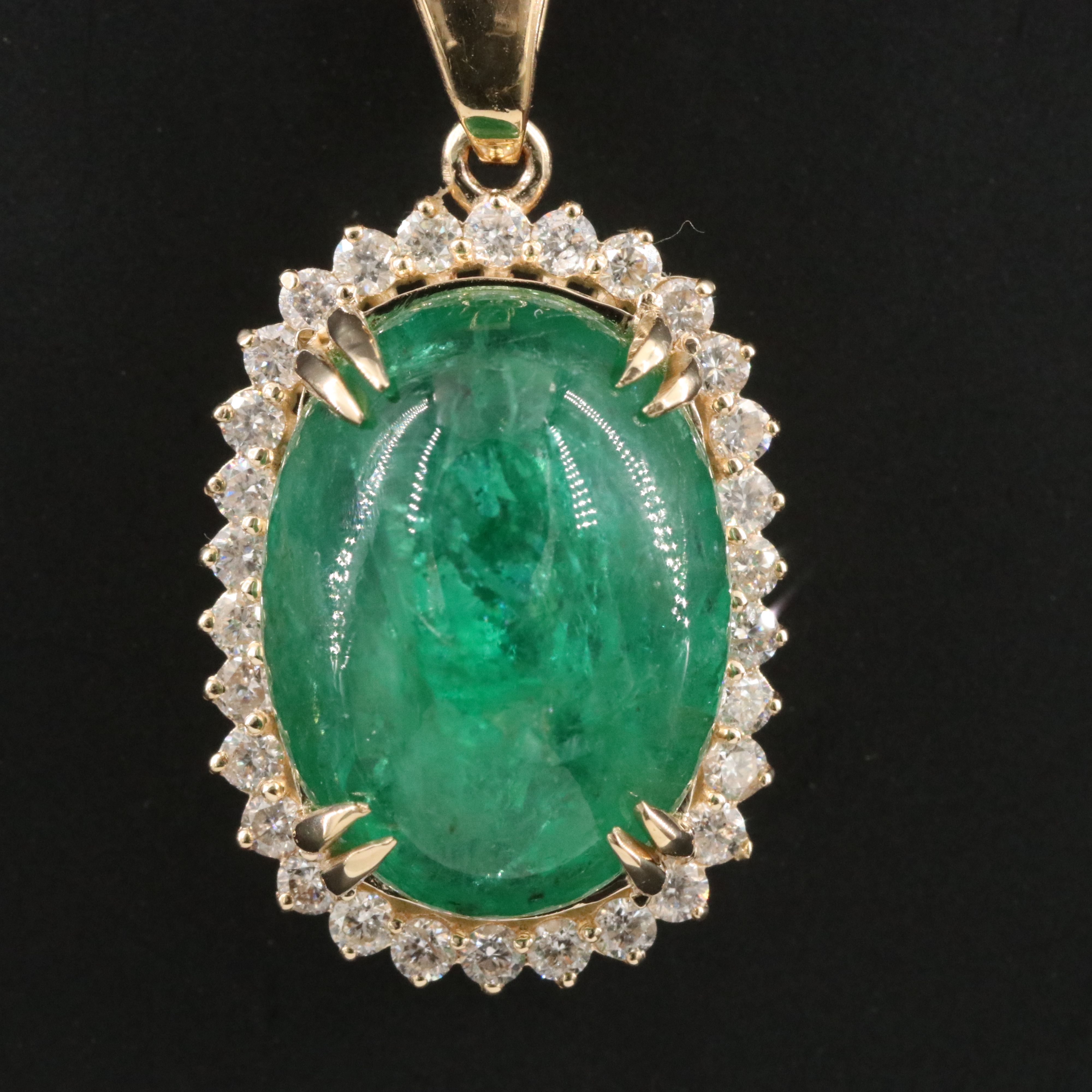 14K 8.65 CT Emerald and Diamond Pendant with 18K Bail and GIA Report