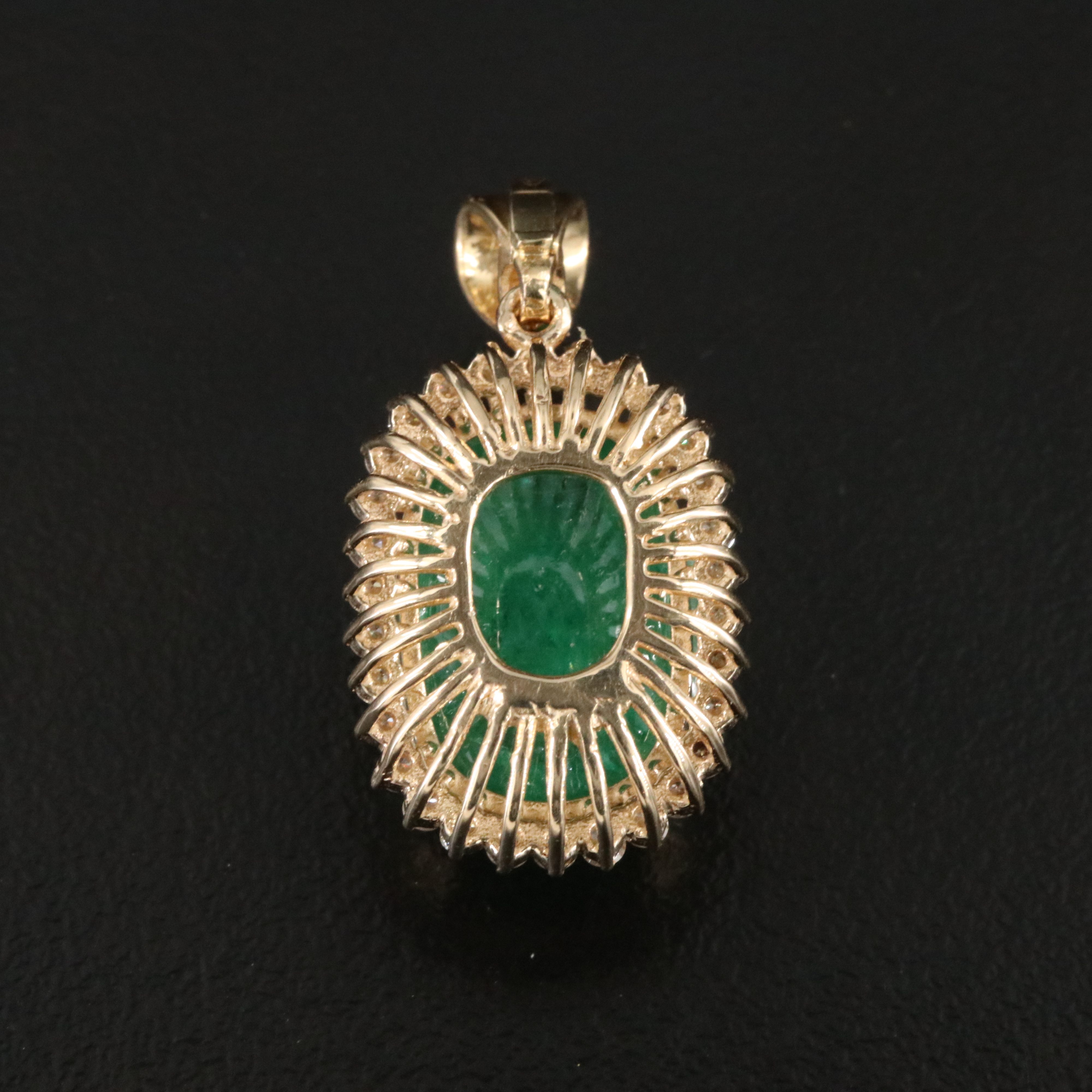 14K 8.65 CT Emerald and Diamond Pendant with 18K Bail and GIA Report