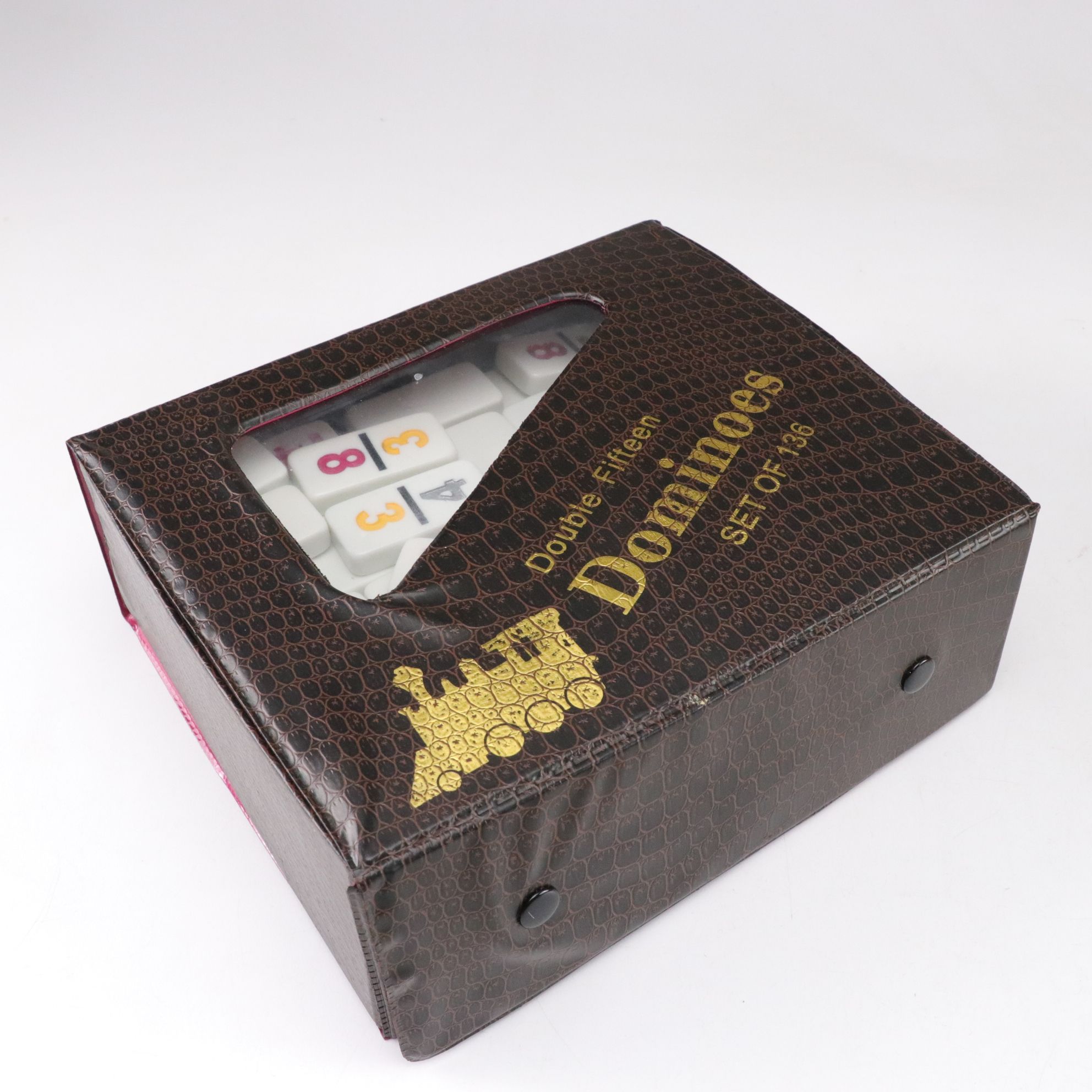 Double Fifteen Dominoes Set with Mexican Train Dominoes and Wooden Chess Set