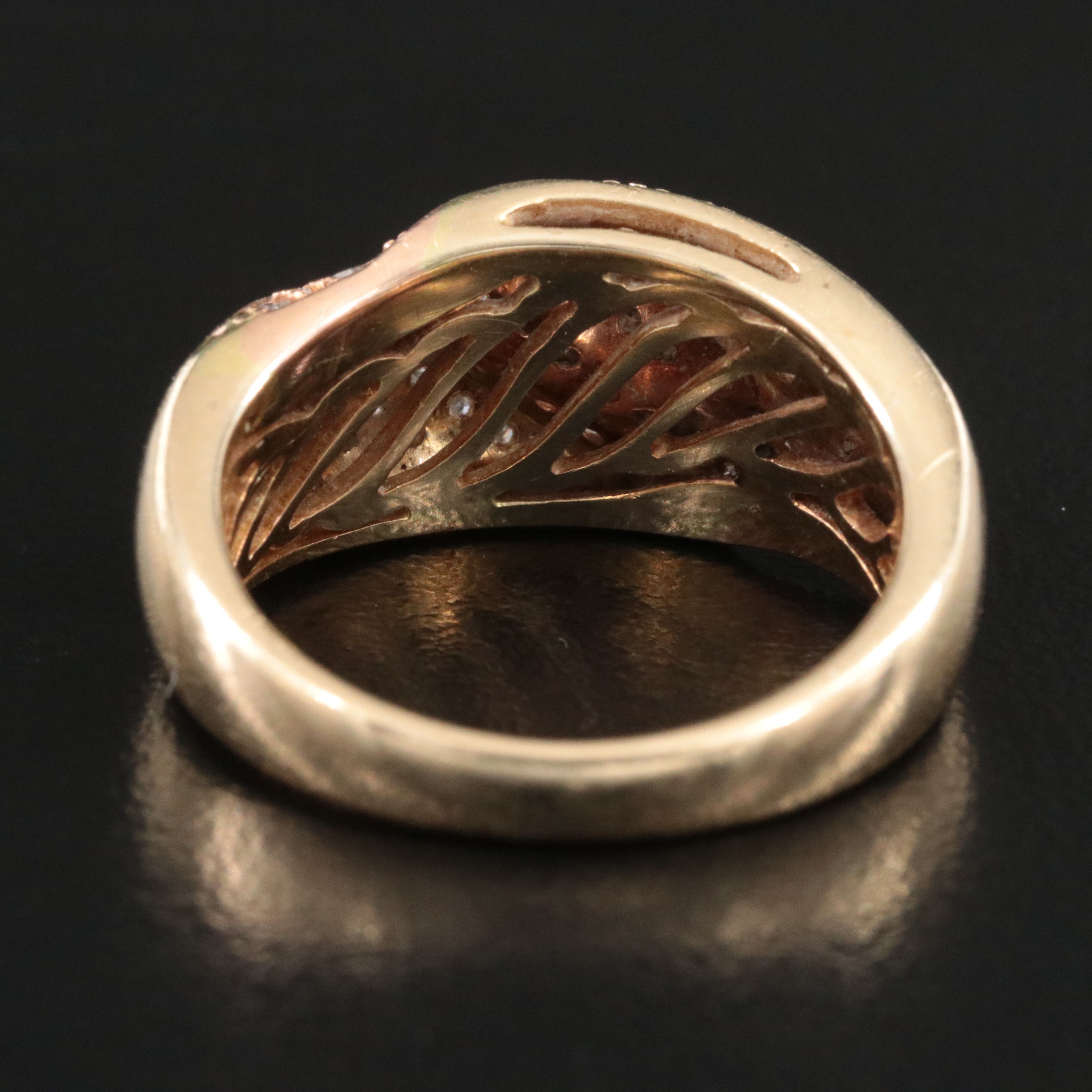 14K 1.00 CTW Pavé Diamond Twist Ring with Rose Gold Accent