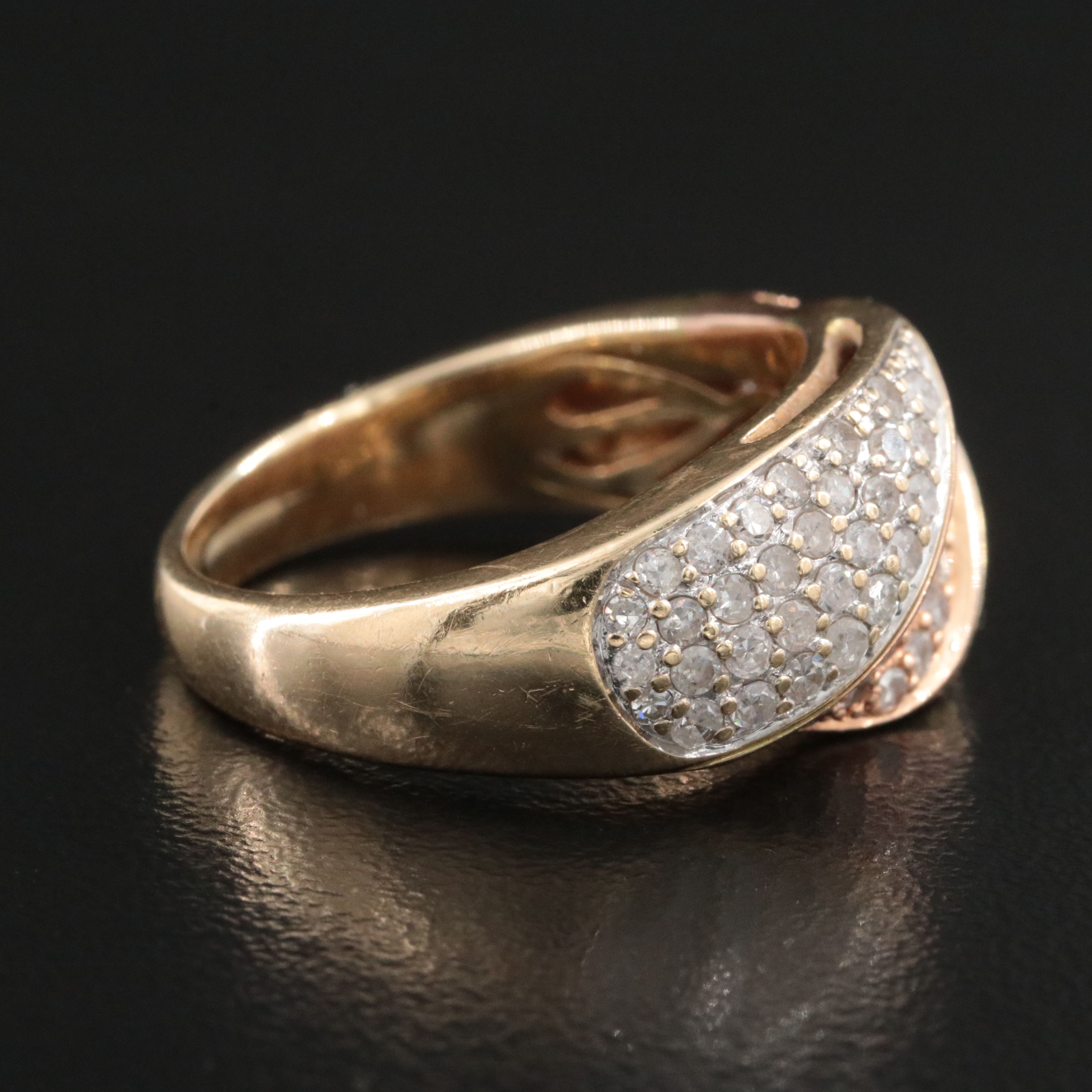 14K 1.00 CTW Pavé Diamond Twist Ring with Rose Gold Accent