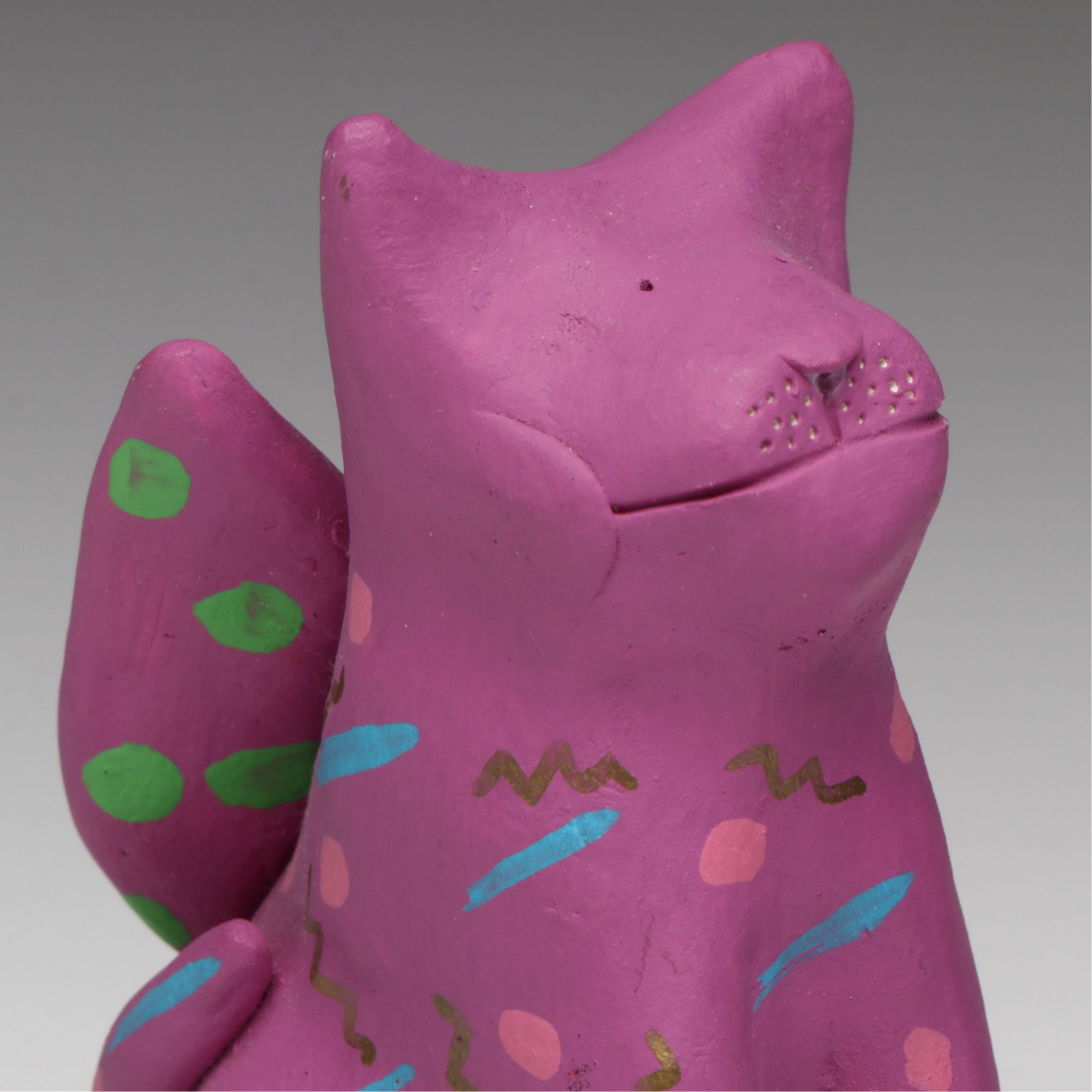 Whimsical Polymer Clay Winged Cat Figurines