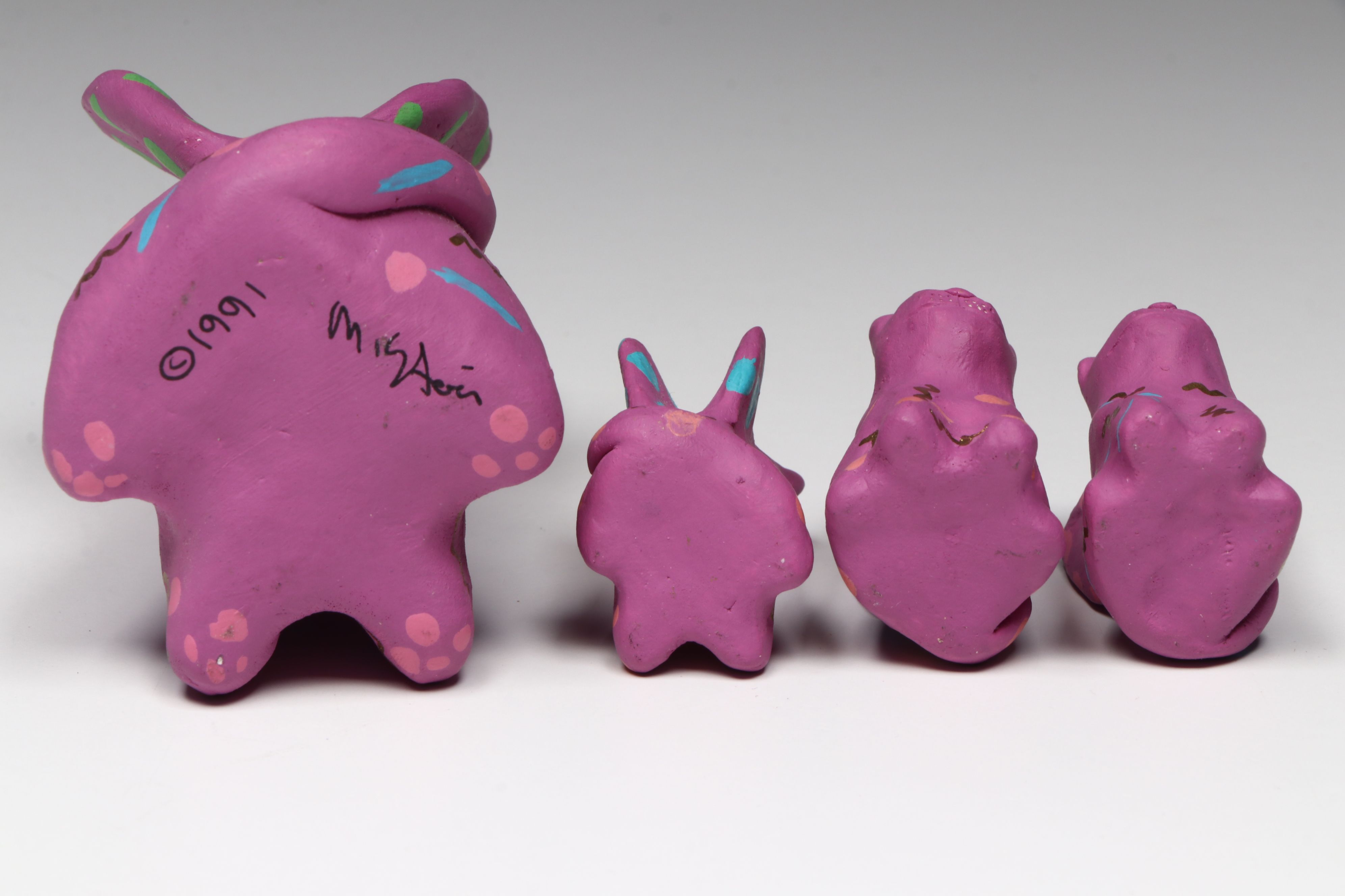 Whimsical Polymer Clay Winged Cat Figurines