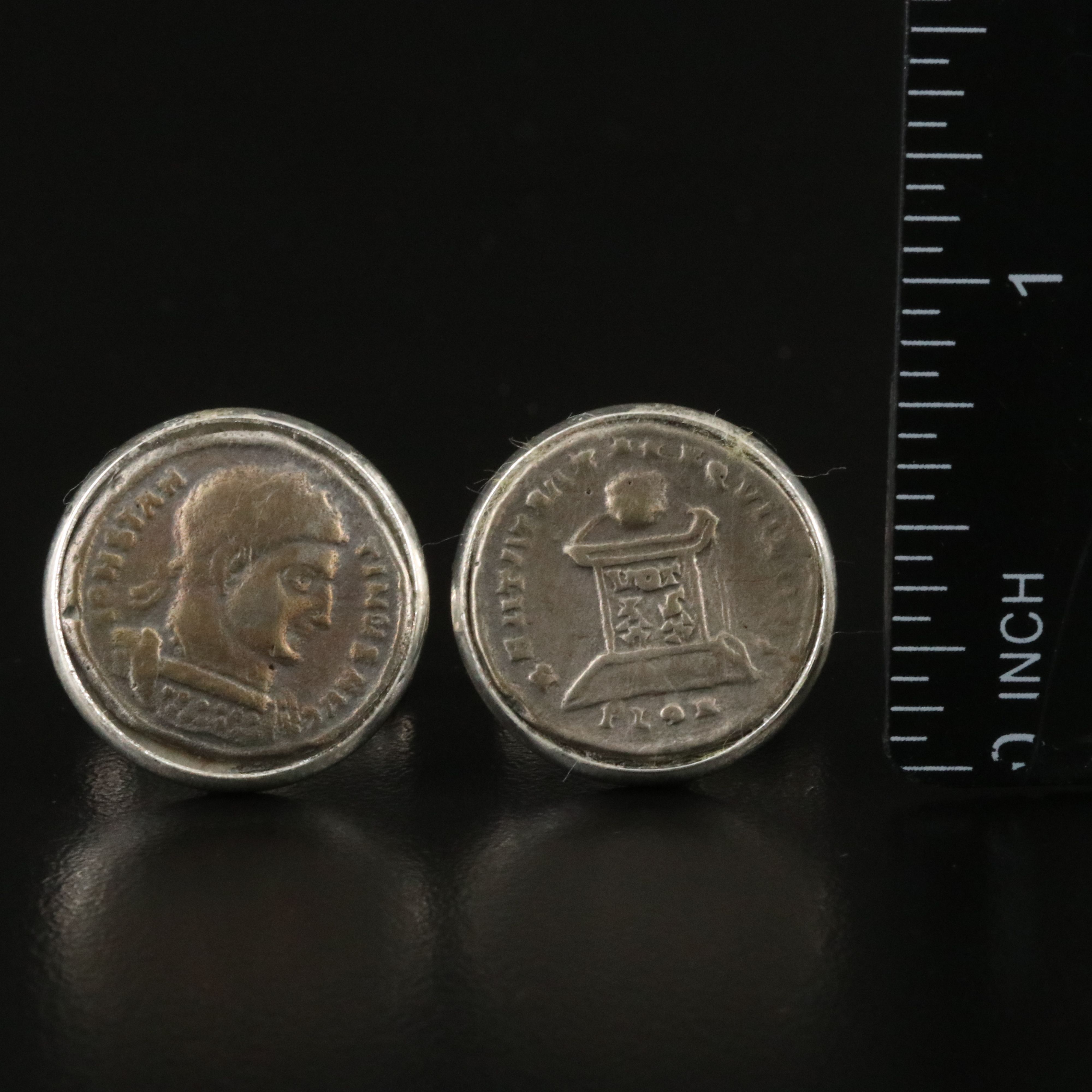 Ancient Roman Coin Cufflinks with Ecclesiastical Fringe and Medallion Necklaces