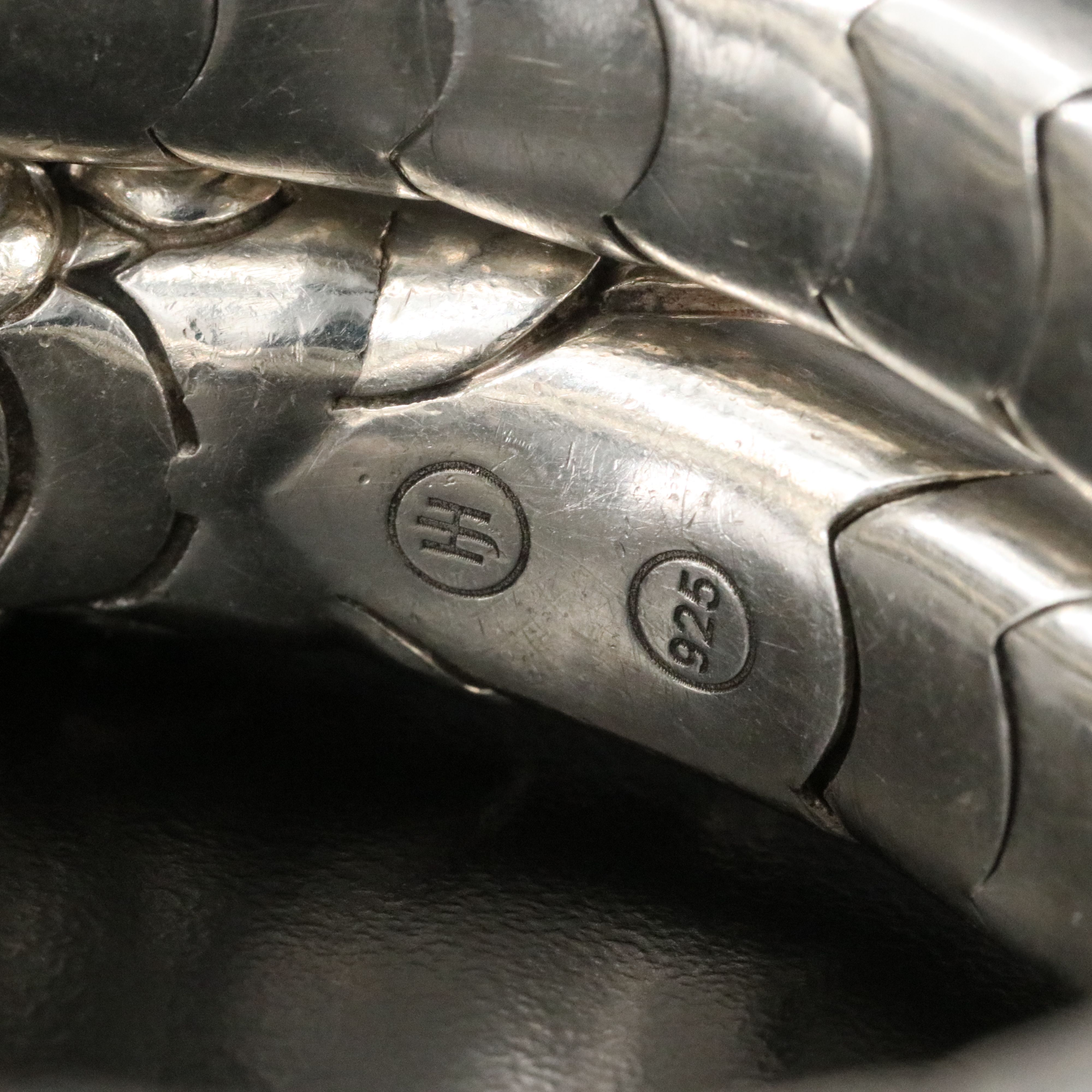 John Hardy  Legends Naga Sterling and Black Sapphire Double Coil Dragon Bracelet