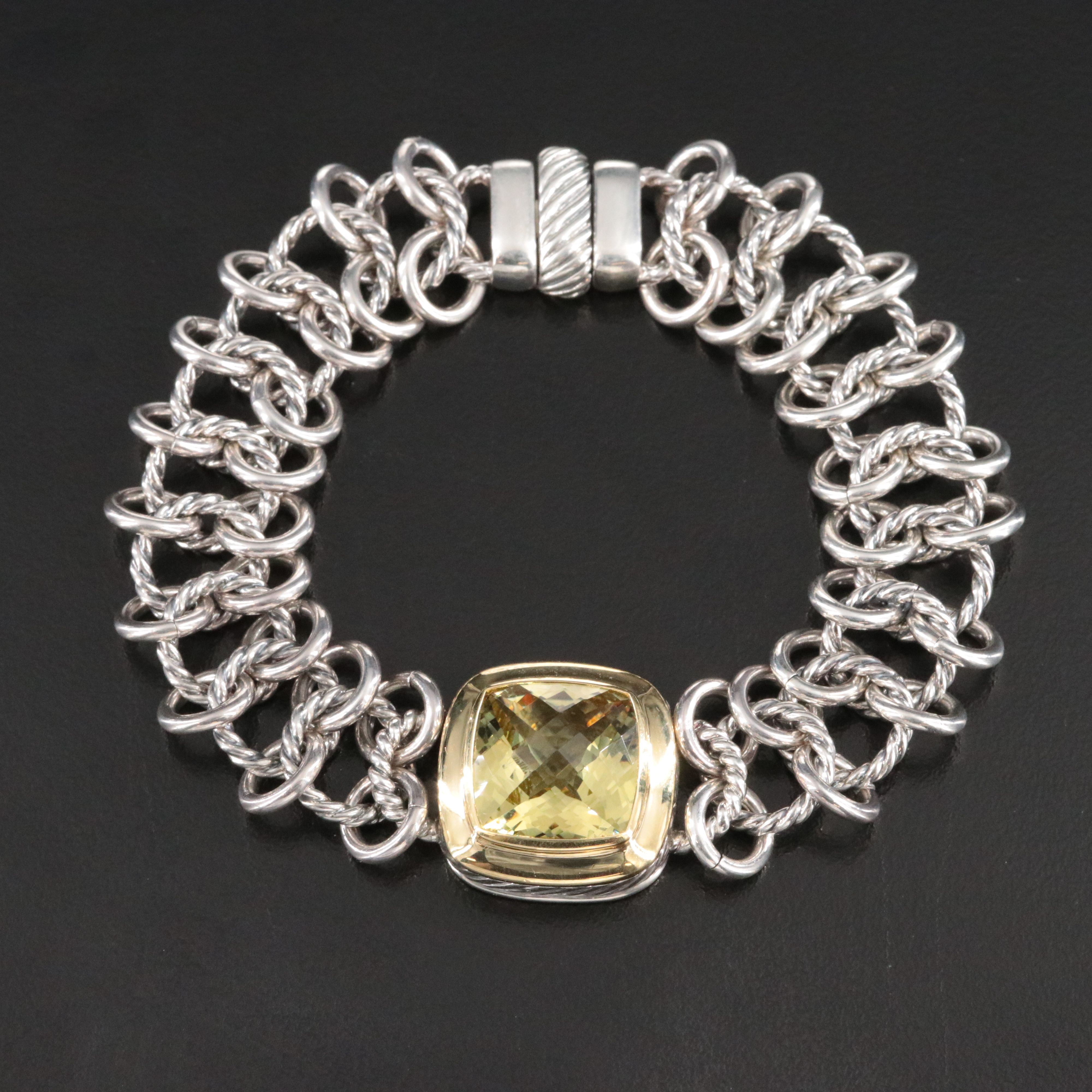 David Yurman Albion Sterling and Citrine Chainmail Bracelet with 18K Accent