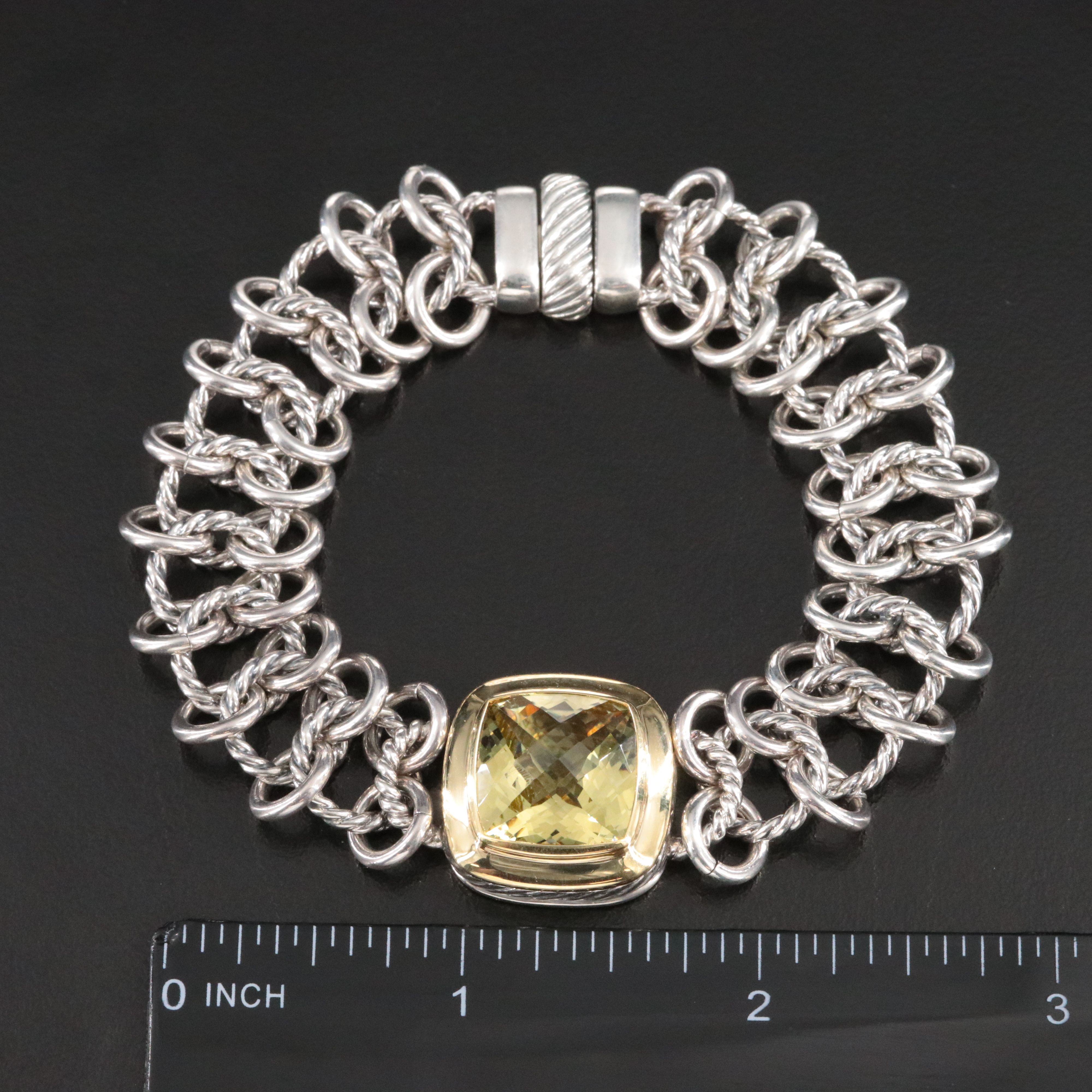 David Yurman Albion Sterling and Citrine Chainmail Bracelet with 18K Accent
