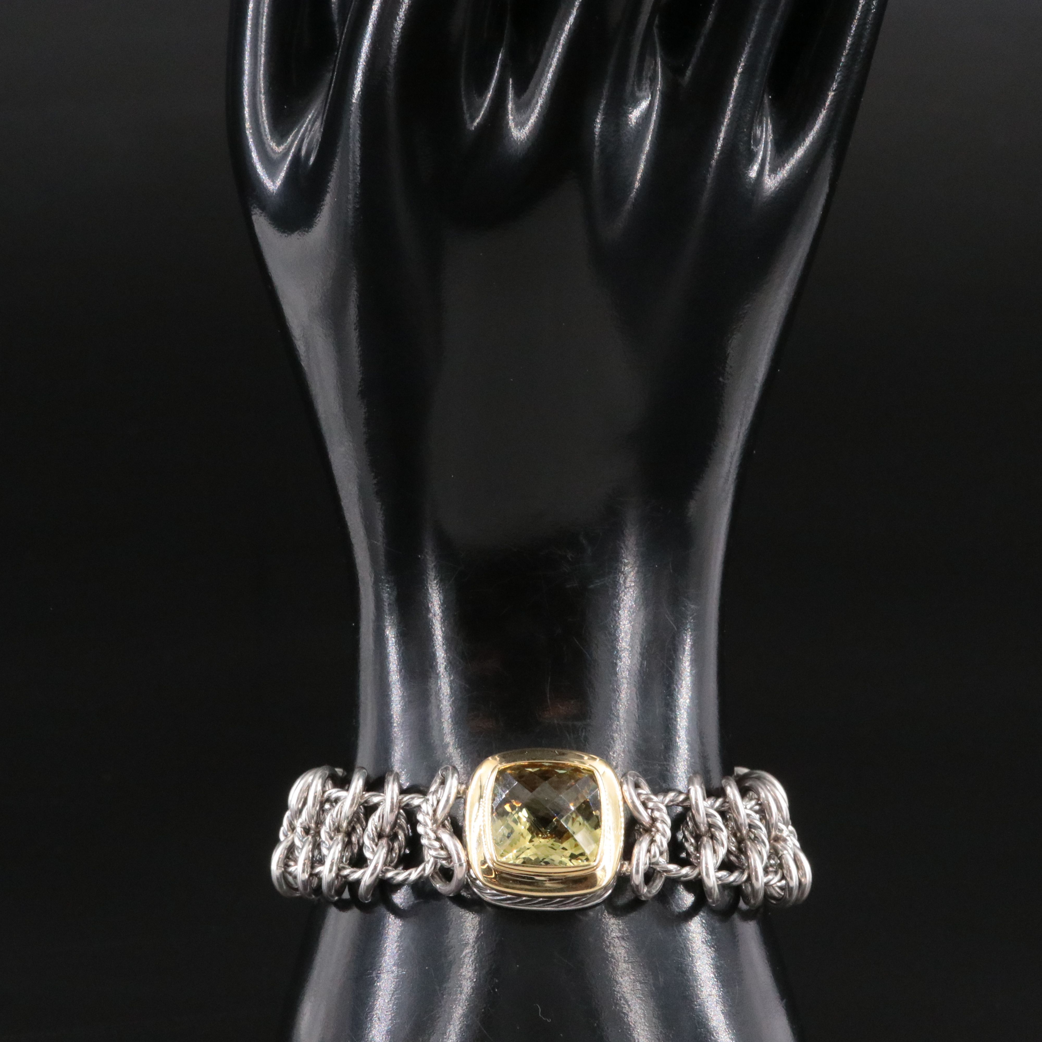David Yurman Albion Sterling and Citrine Chainmail Bracelet with 18K Accent