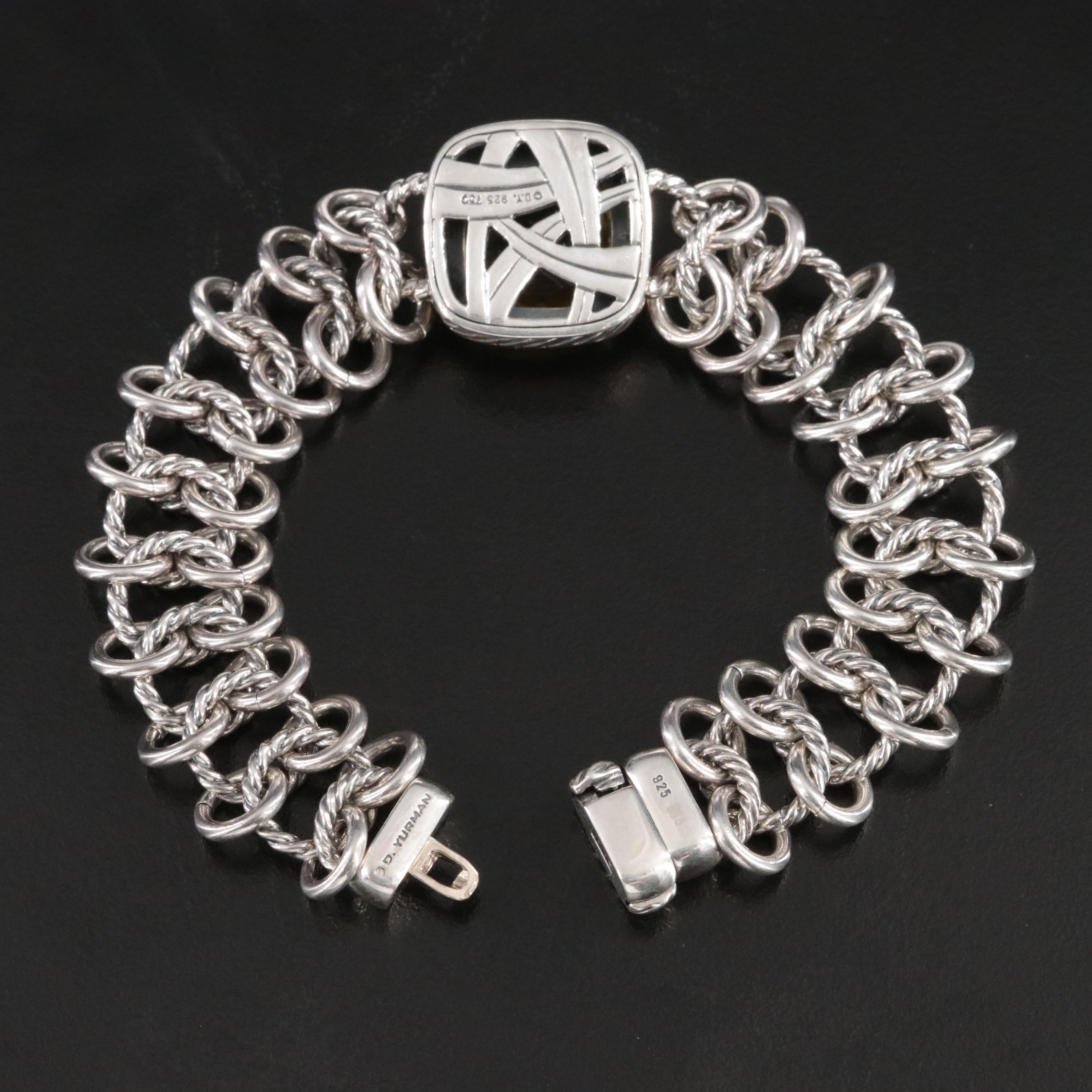 David Yurman Albion Sterling and Citrine Chainmail Bracelet with 18K Accent