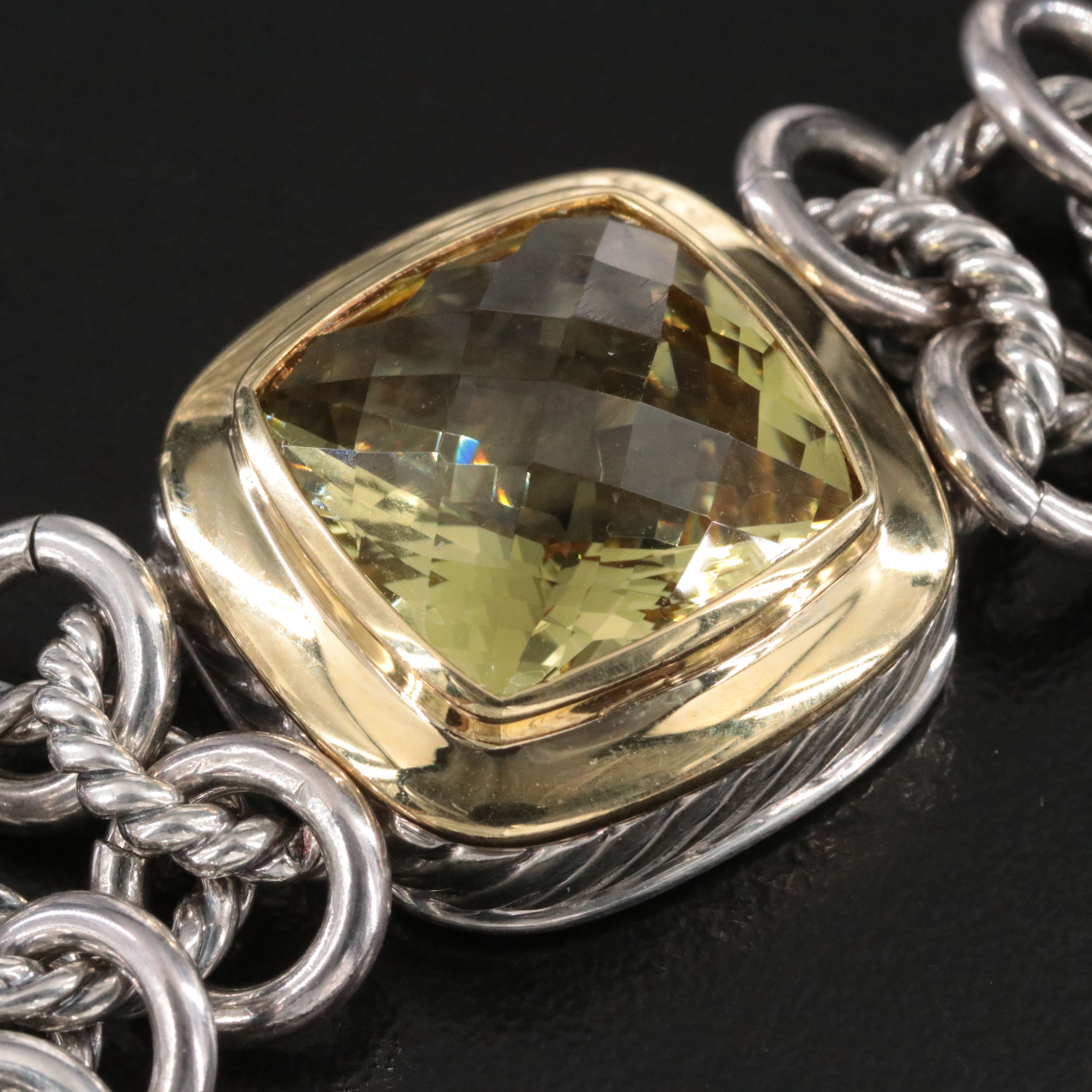 David Yurman Albion Sterling and Citrine Chainmail Bracelet with 18K Accent