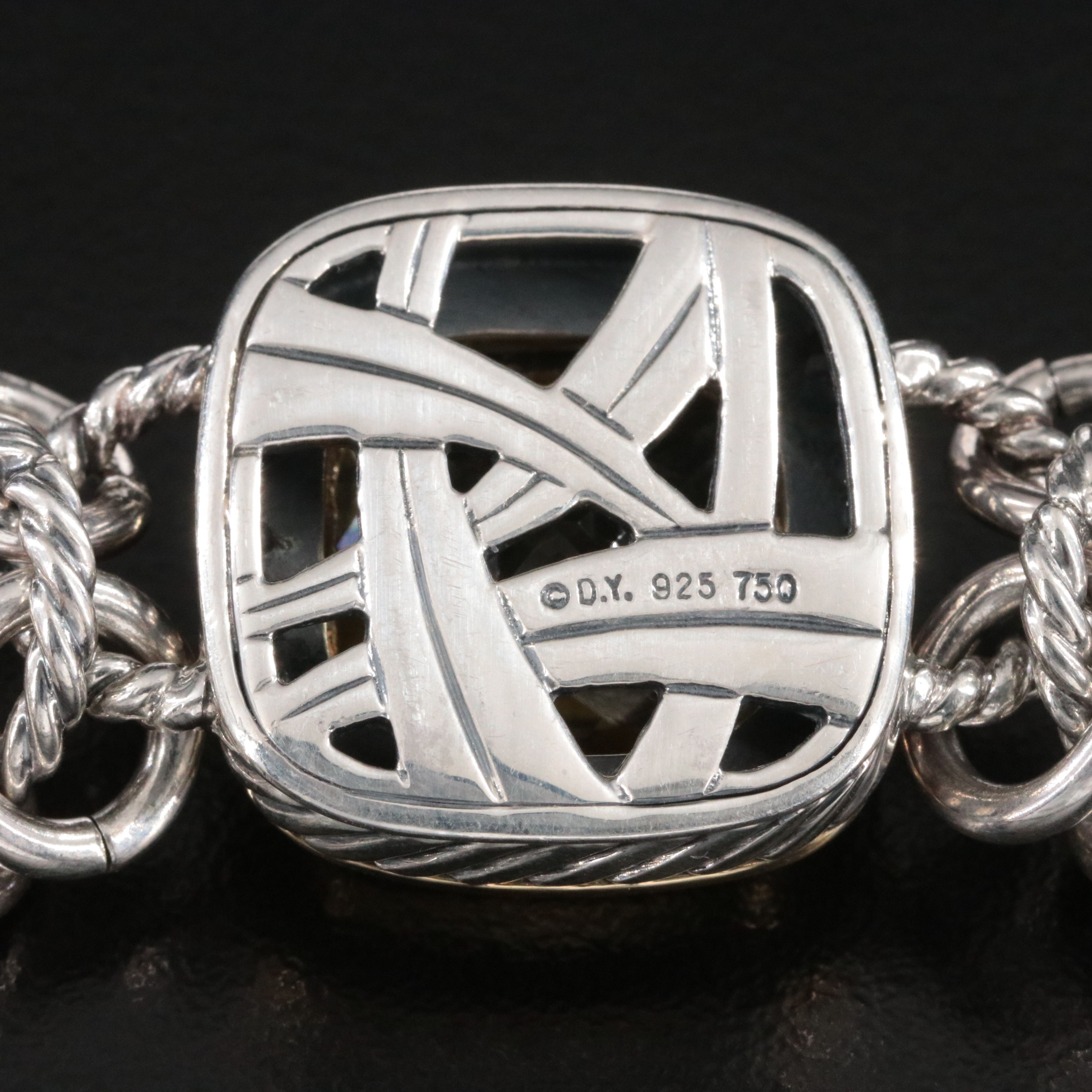 David Yurman Albion Sterling and Citrine Chainmail Bracelet with 18K Accent