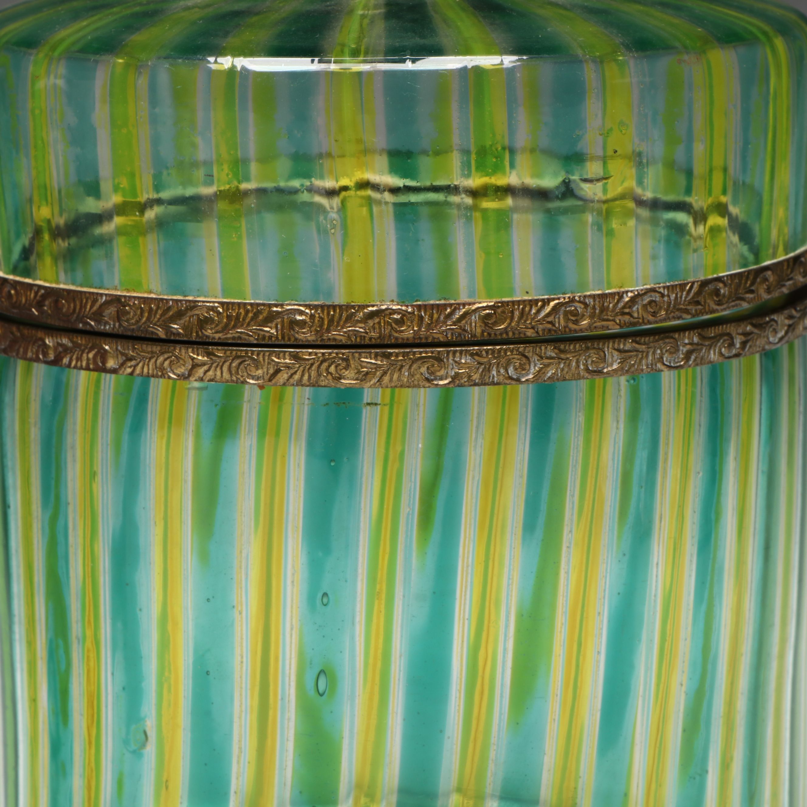 Jerry Vandermark Blown Art Glass Perfume Bottle with Murano Style Filigrana Jar