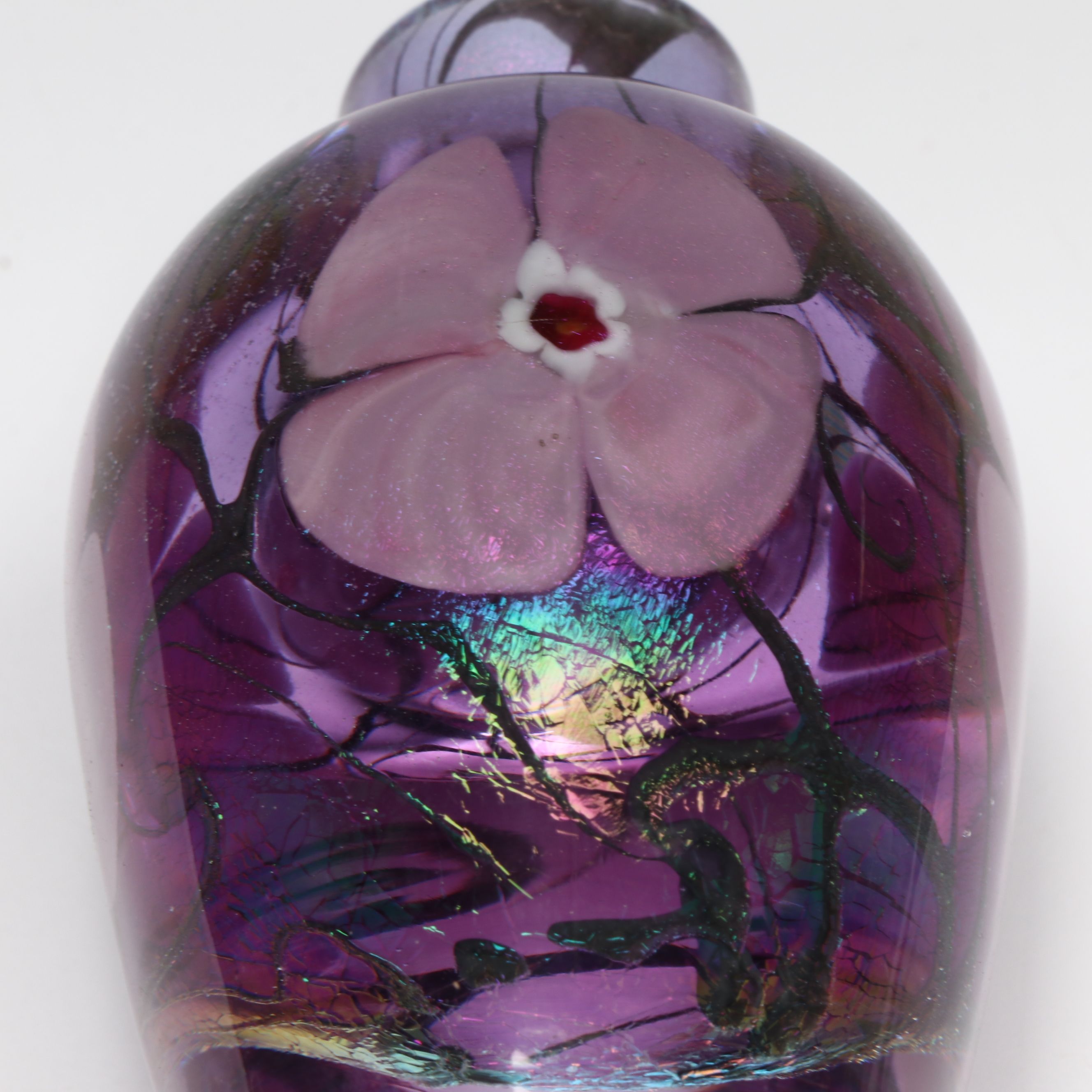 Jerry Vandermark Blown Art Glass Perfume Bottle with Murano Style Filigrana Jar