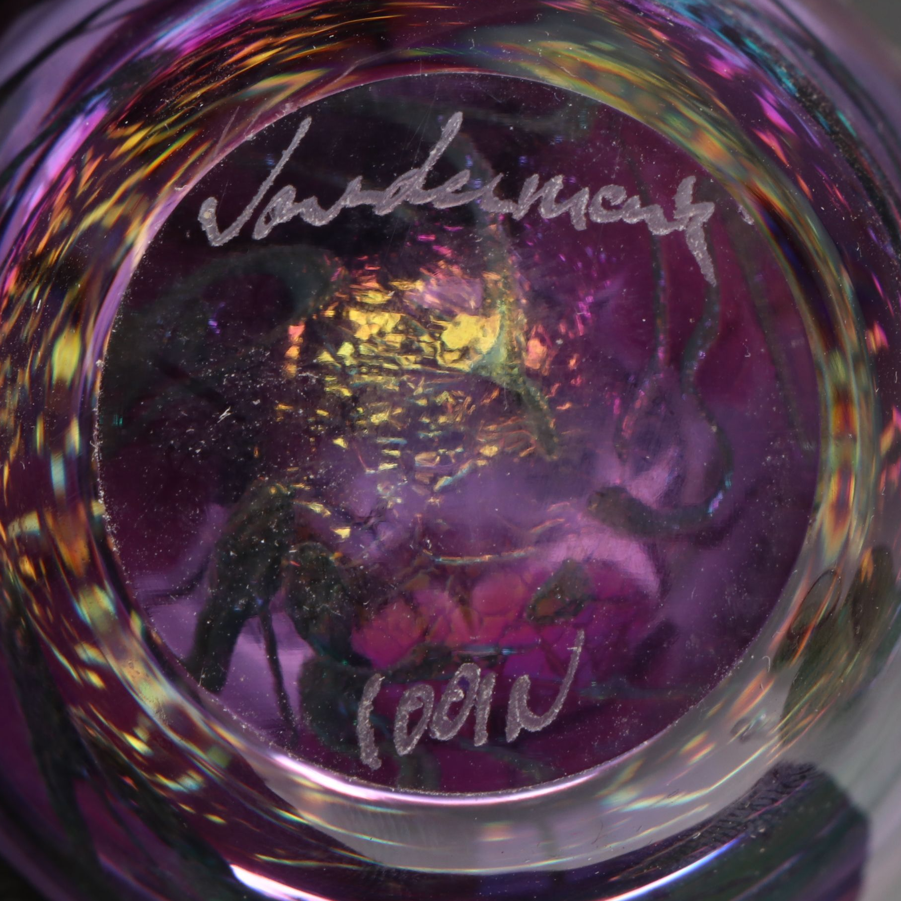 Jerry Vandermark Blown Art Glass Perfume Bottle with Murano Style Filigrana Jar