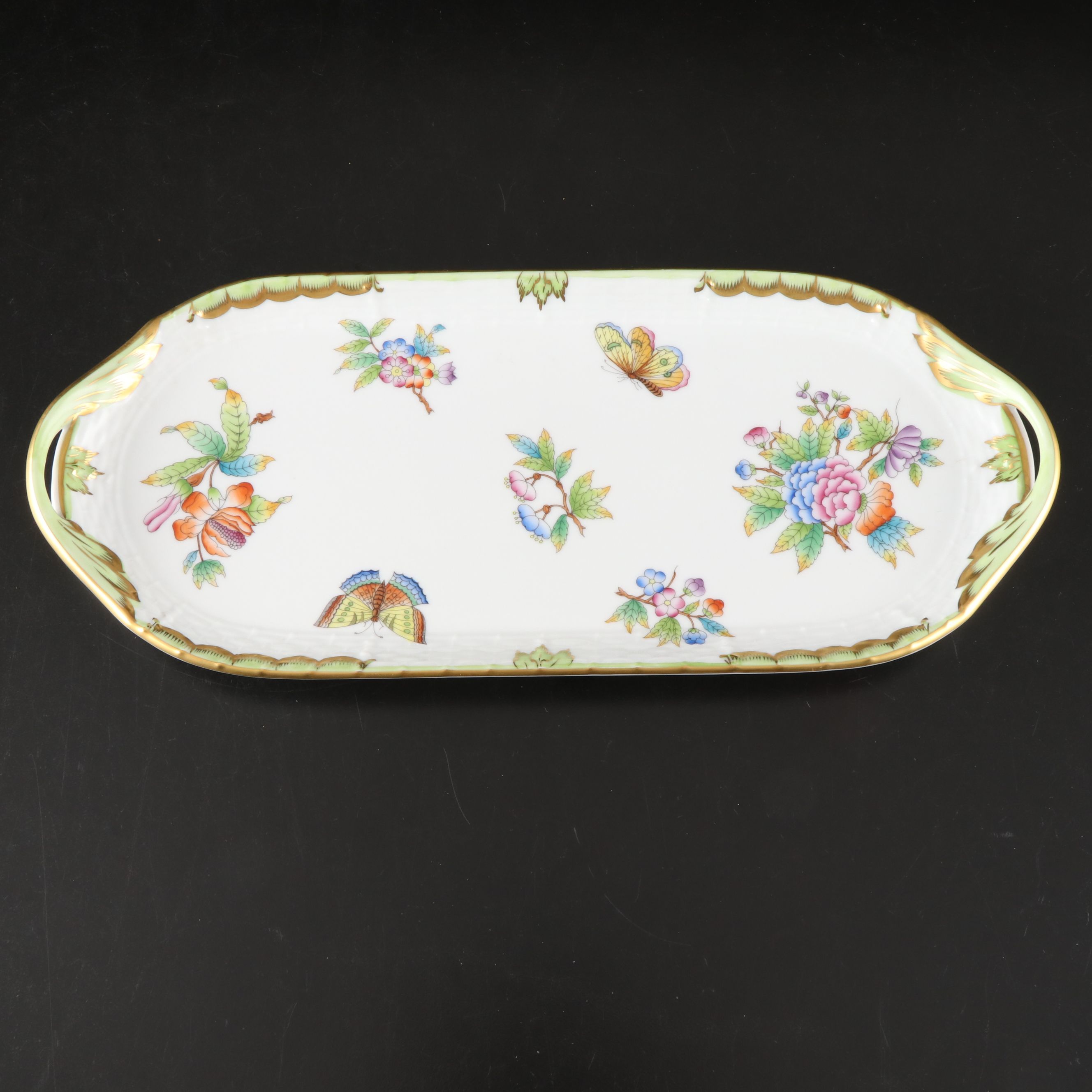 Herend "Queen Victoria" Gilt Porcelain Sandwich Tray