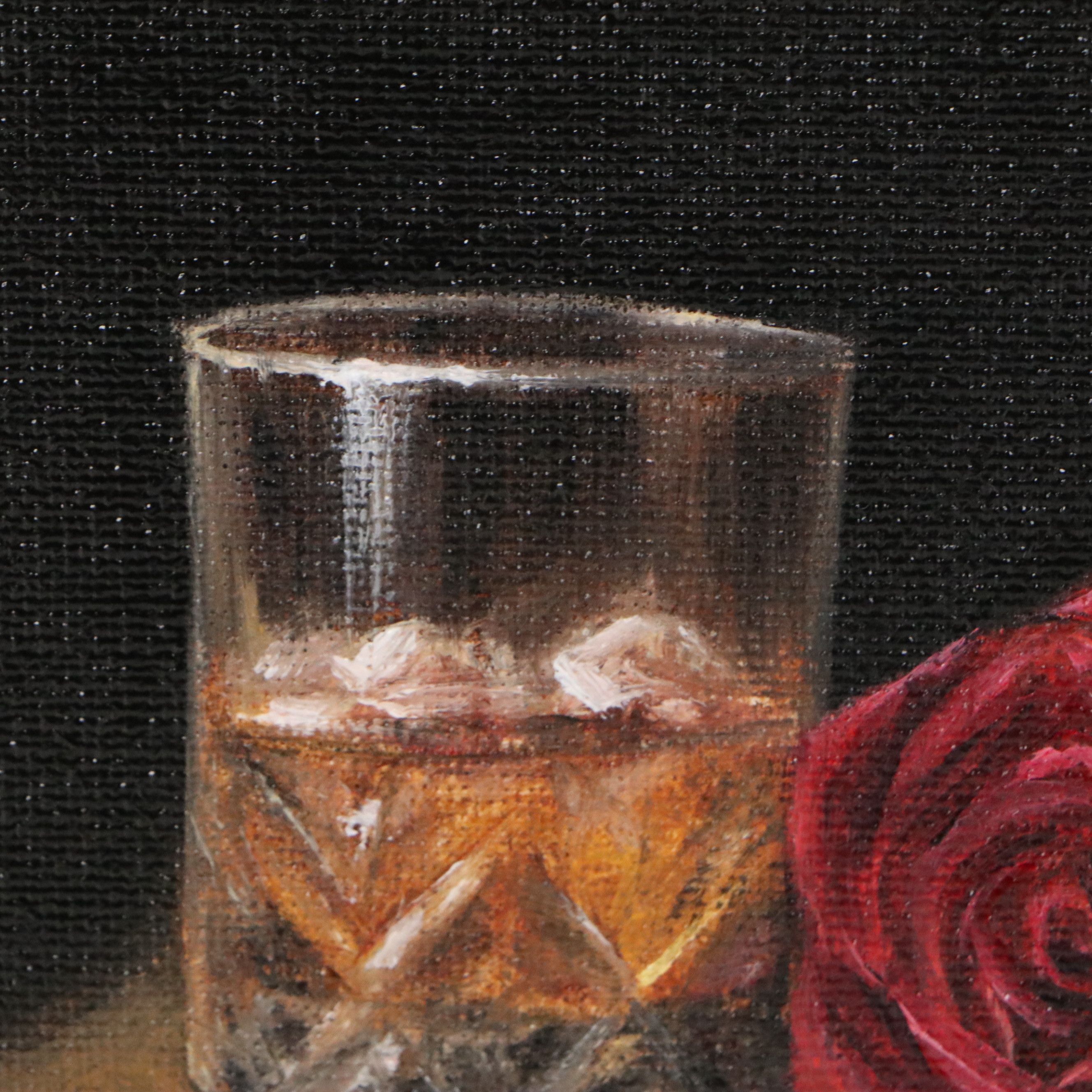 Houra H. Alghizzi Oil Painting "Bourbon and Rose," 2026