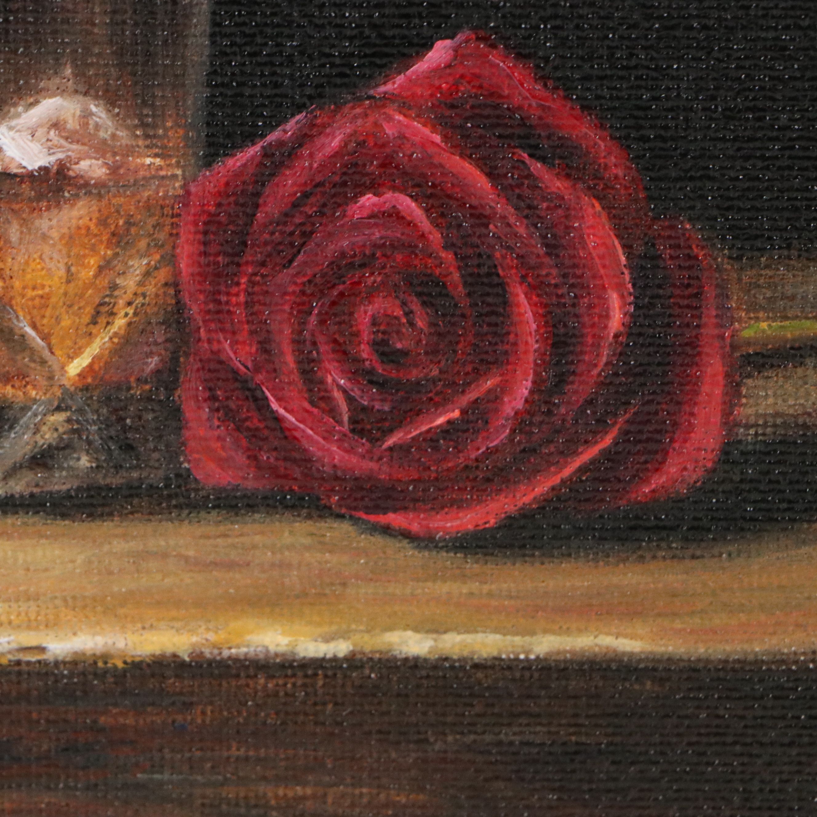 Houra H. Alghizzi Oil Painting "Bourbon and Rose," 2026