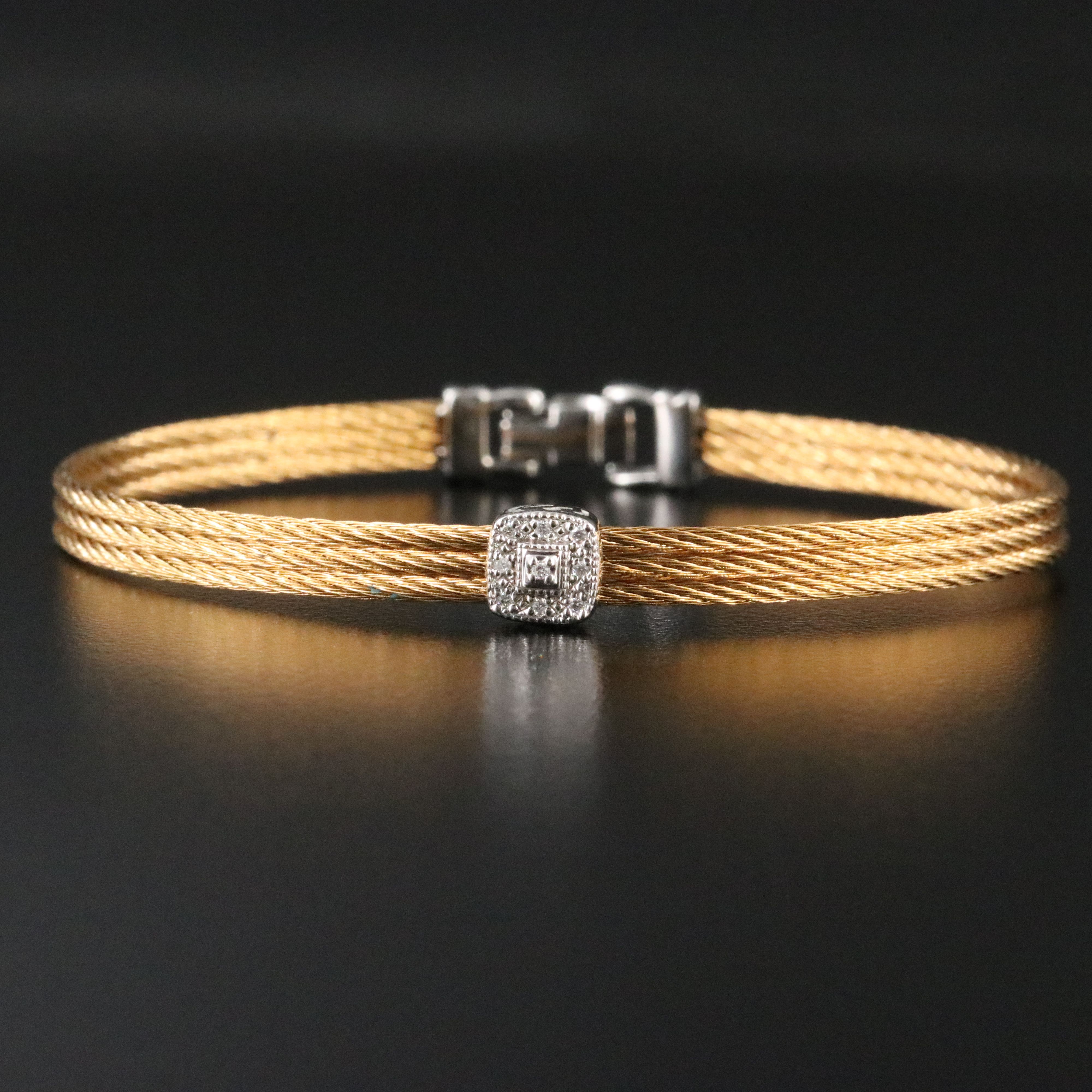 Alor Essential Single Square Station Bracelet with 18K Diamond Accents