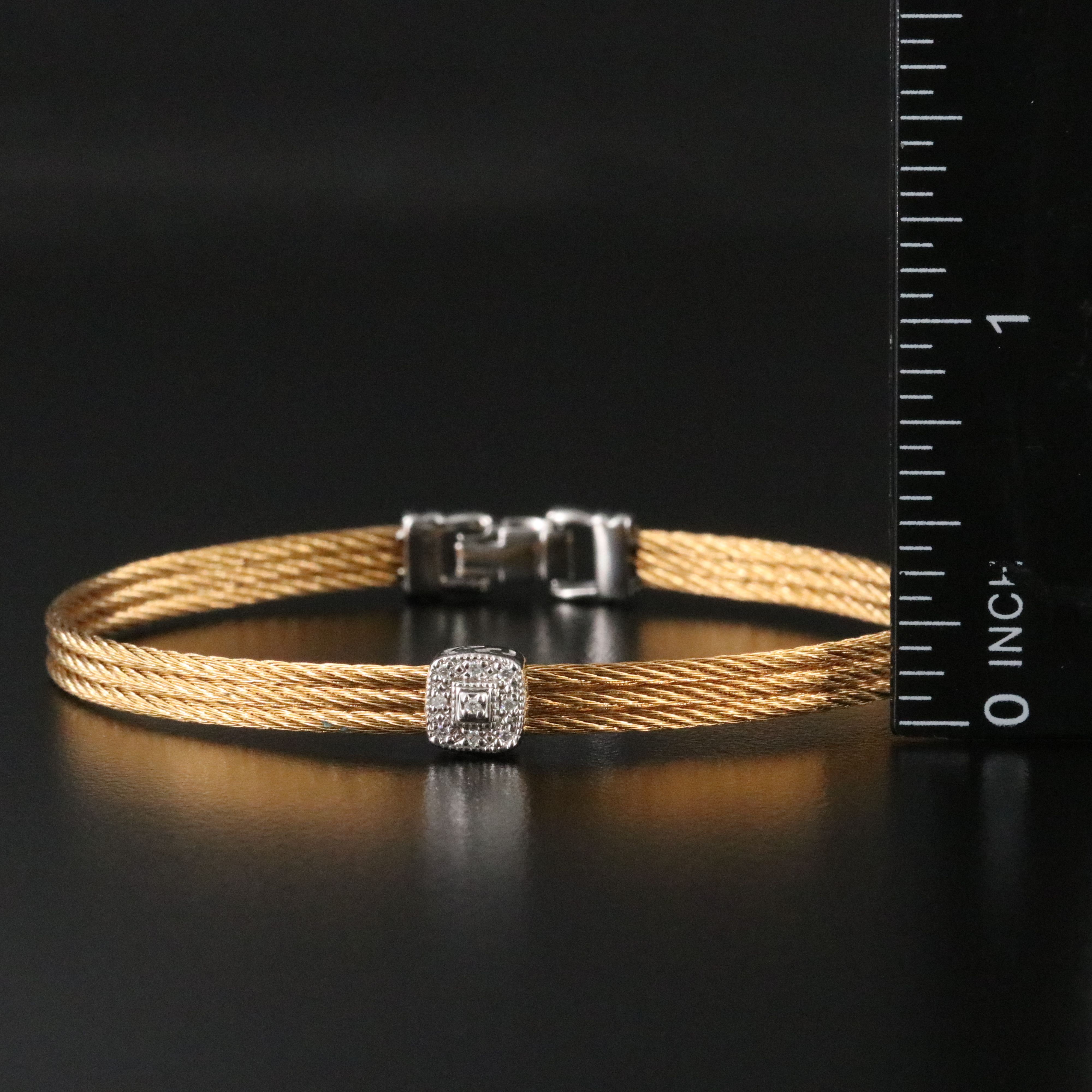 Alor Essential Single Square Station Bracelet with 18K Diamond Accents