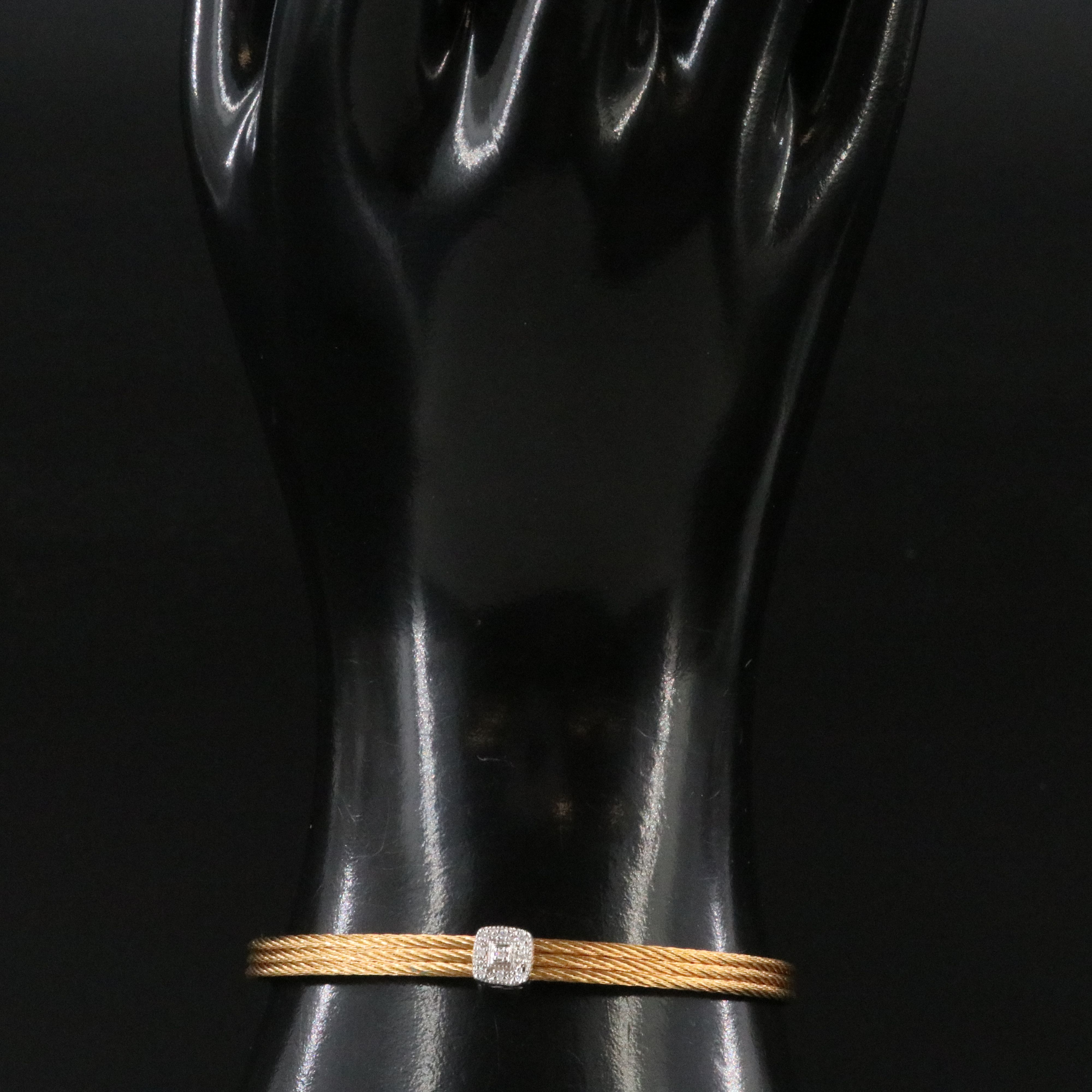 Alor Essential Single Square Station Bracelet with 18K Diamond Accents