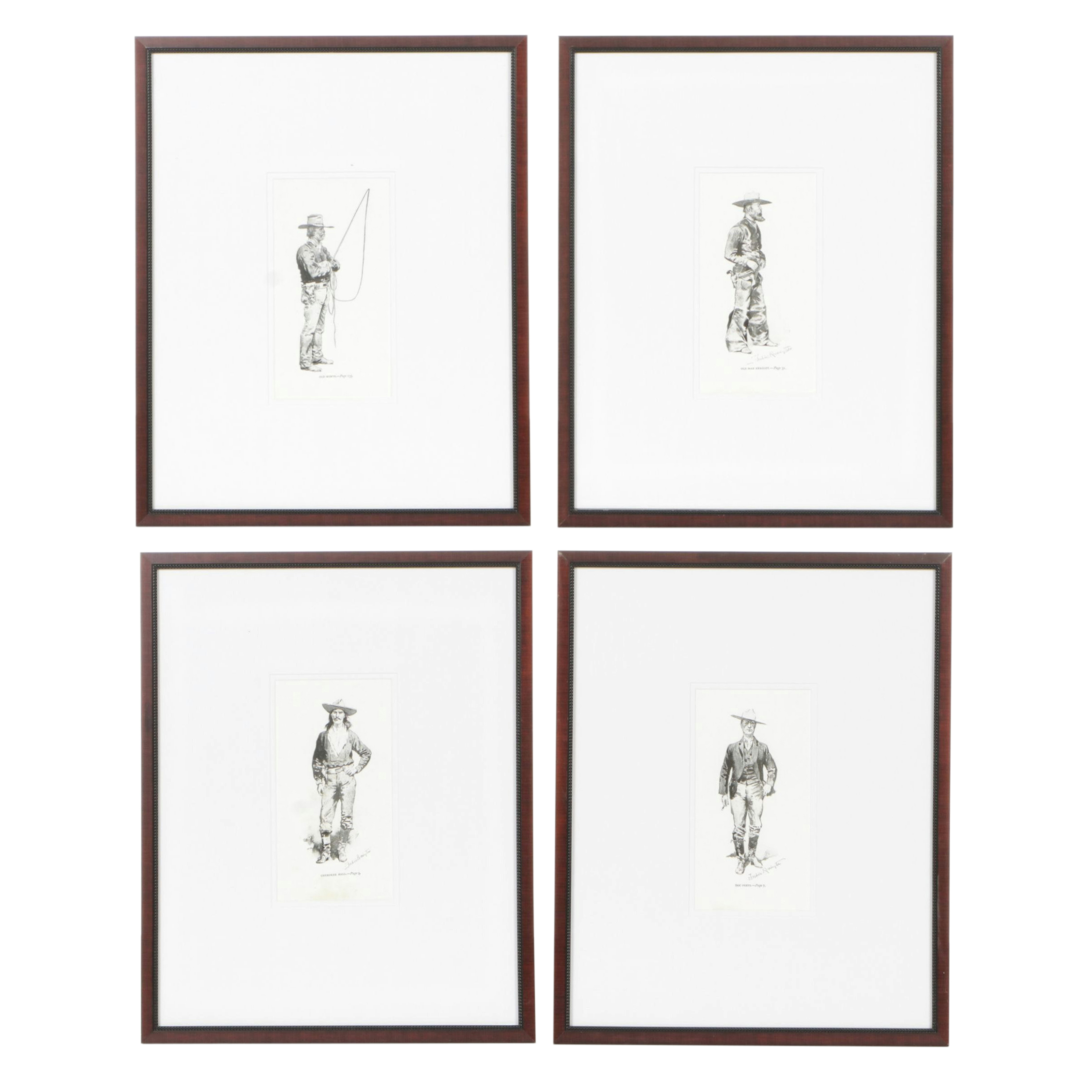 Giclée Cowboy Portraits After Frederic Remington Including "Cherokee Hall"