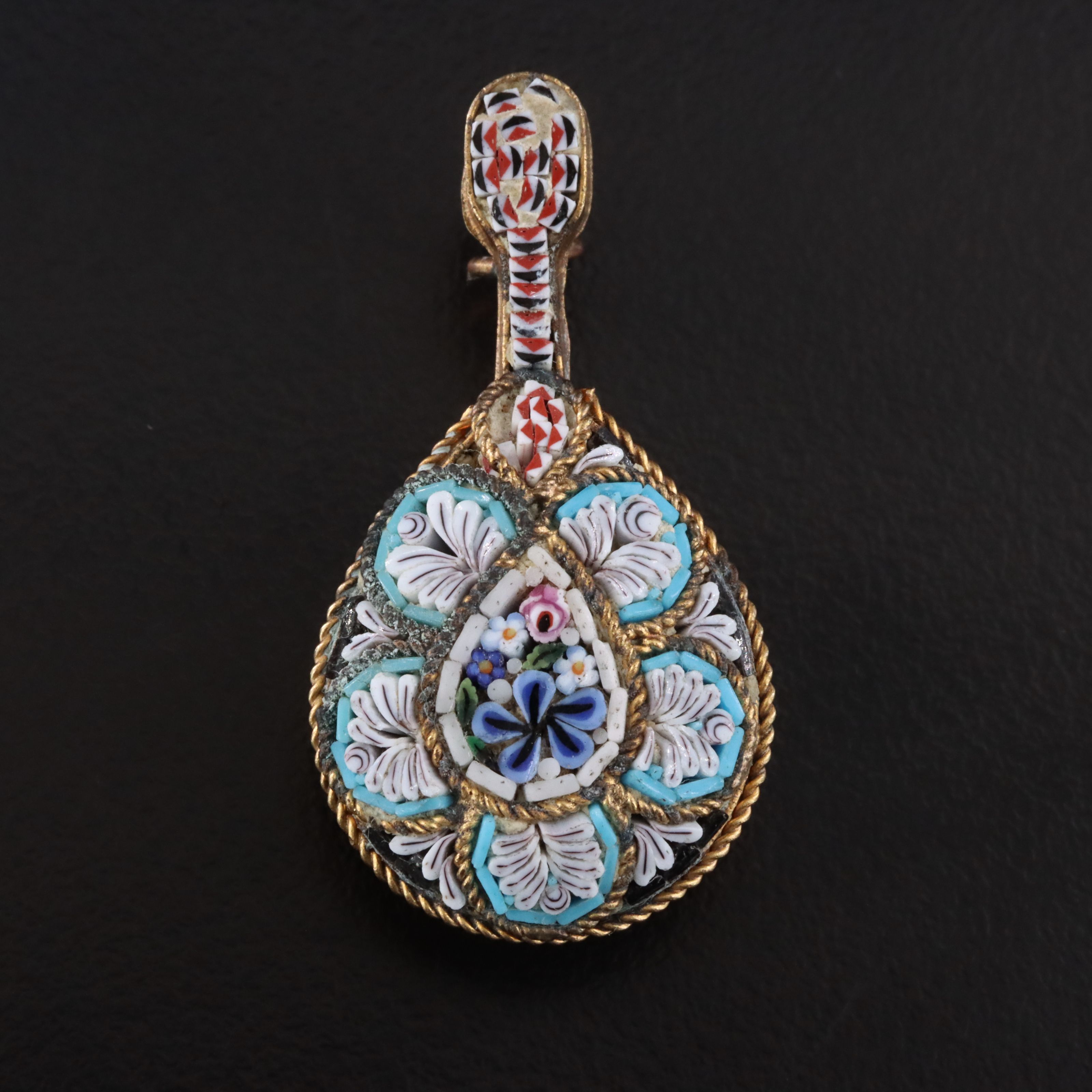 Vintage Micromosaic Mandolin Instrument Pin