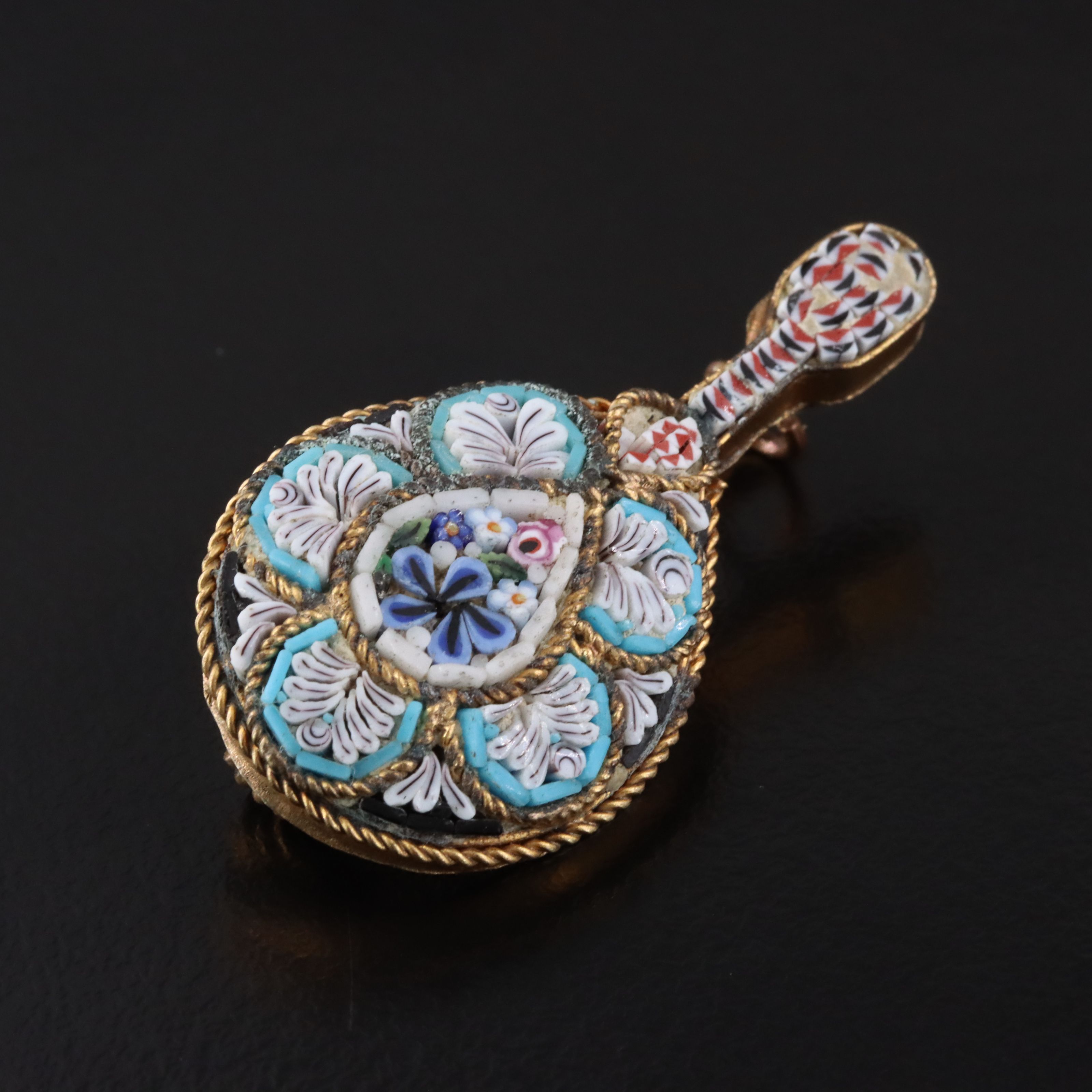 Vintage Micromosaic Mandolin Instrument Pin
