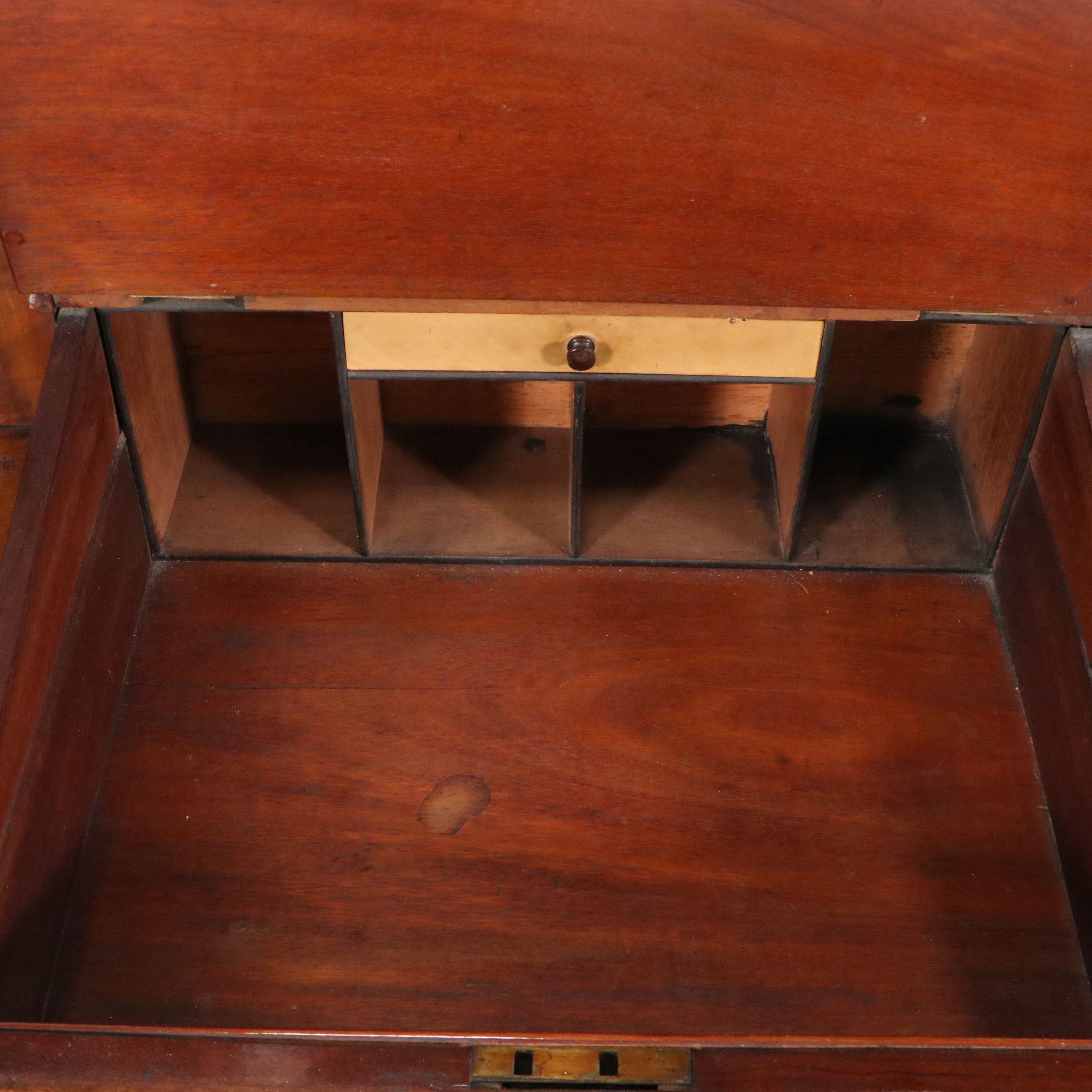 English Victorian Mahogany Dickens Desk with Angled Leather Writing Surface
