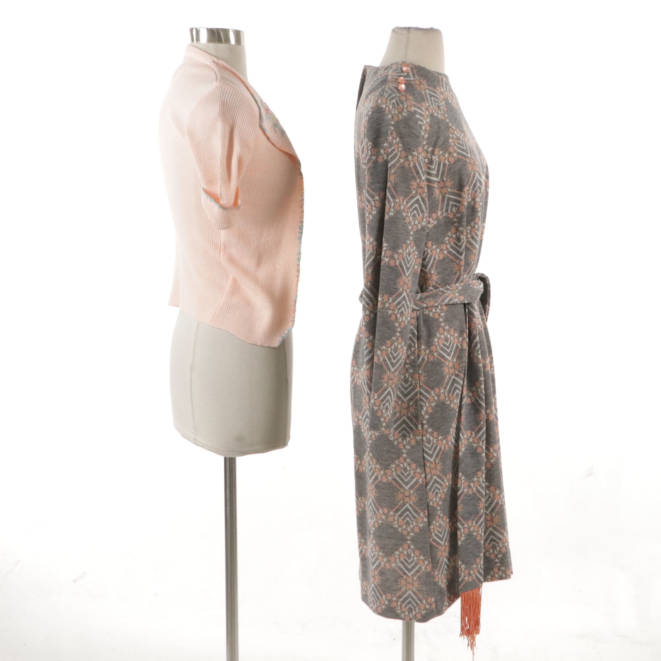 Lady Laura Printed Shift Dress and Tiffany Manor Pink Knit Top