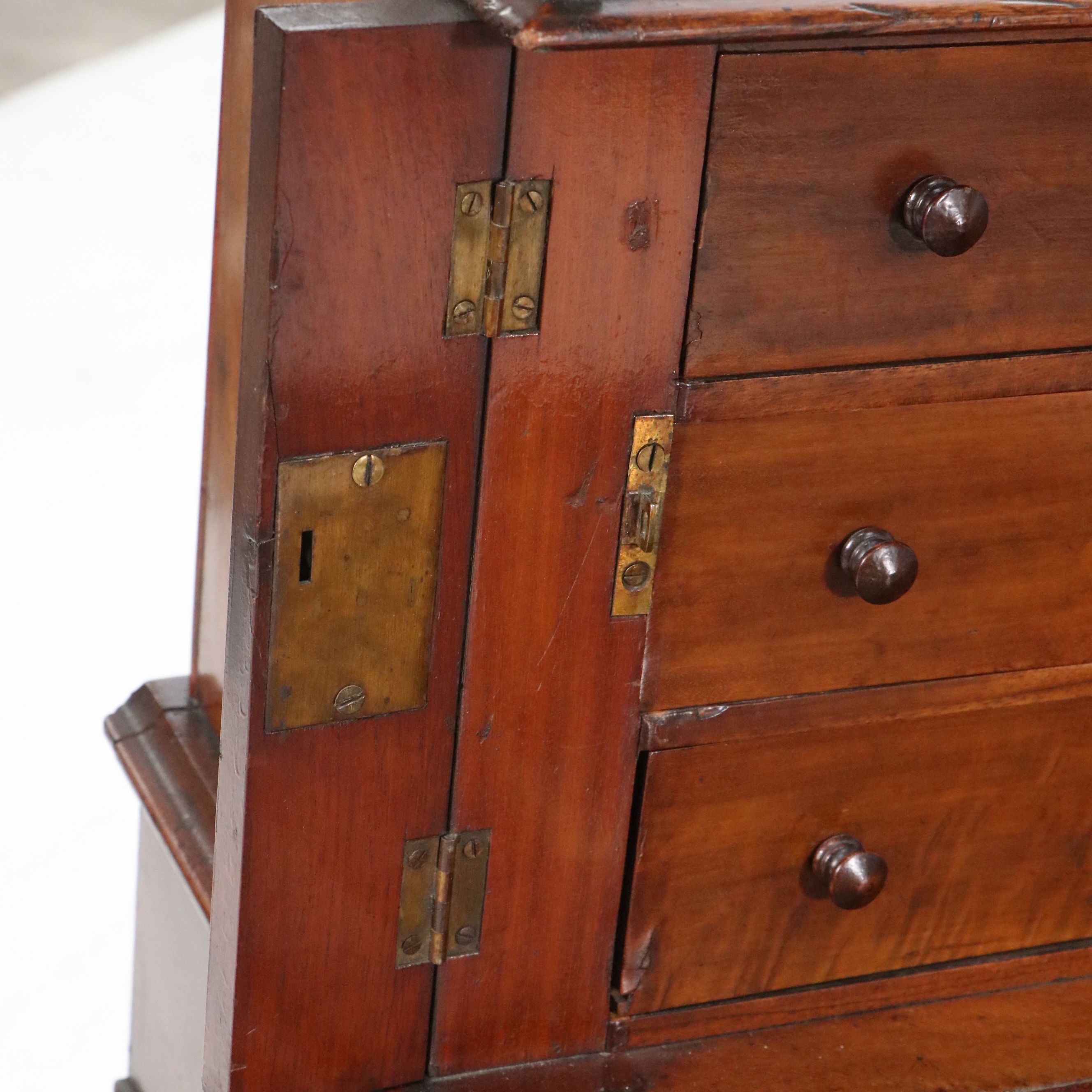 English Victorian Mahogany Dickens Desk with Angled Leather Writing Surface