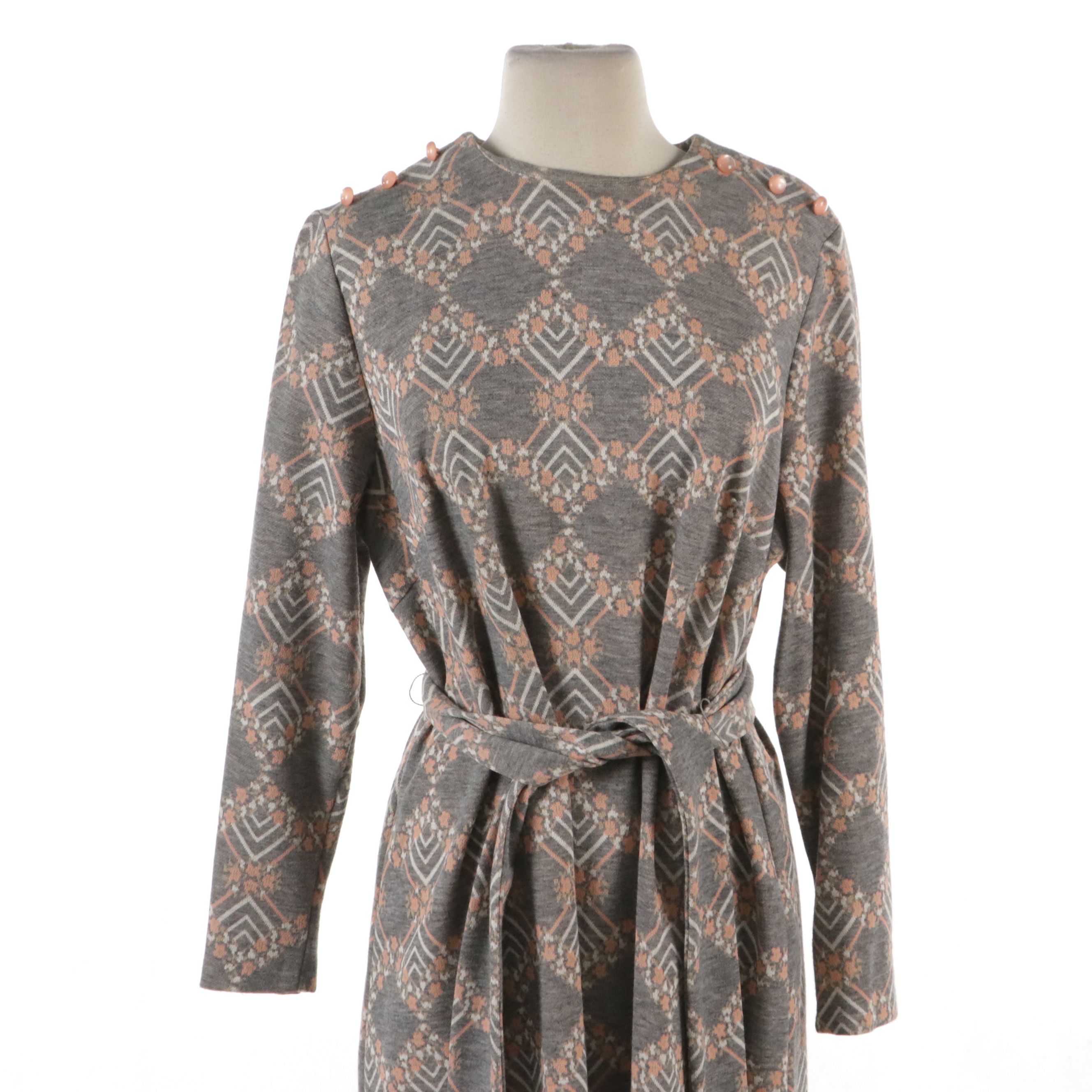 Lady Laura Printed Shift Dress and Tiffany Manor Pink Knit Top