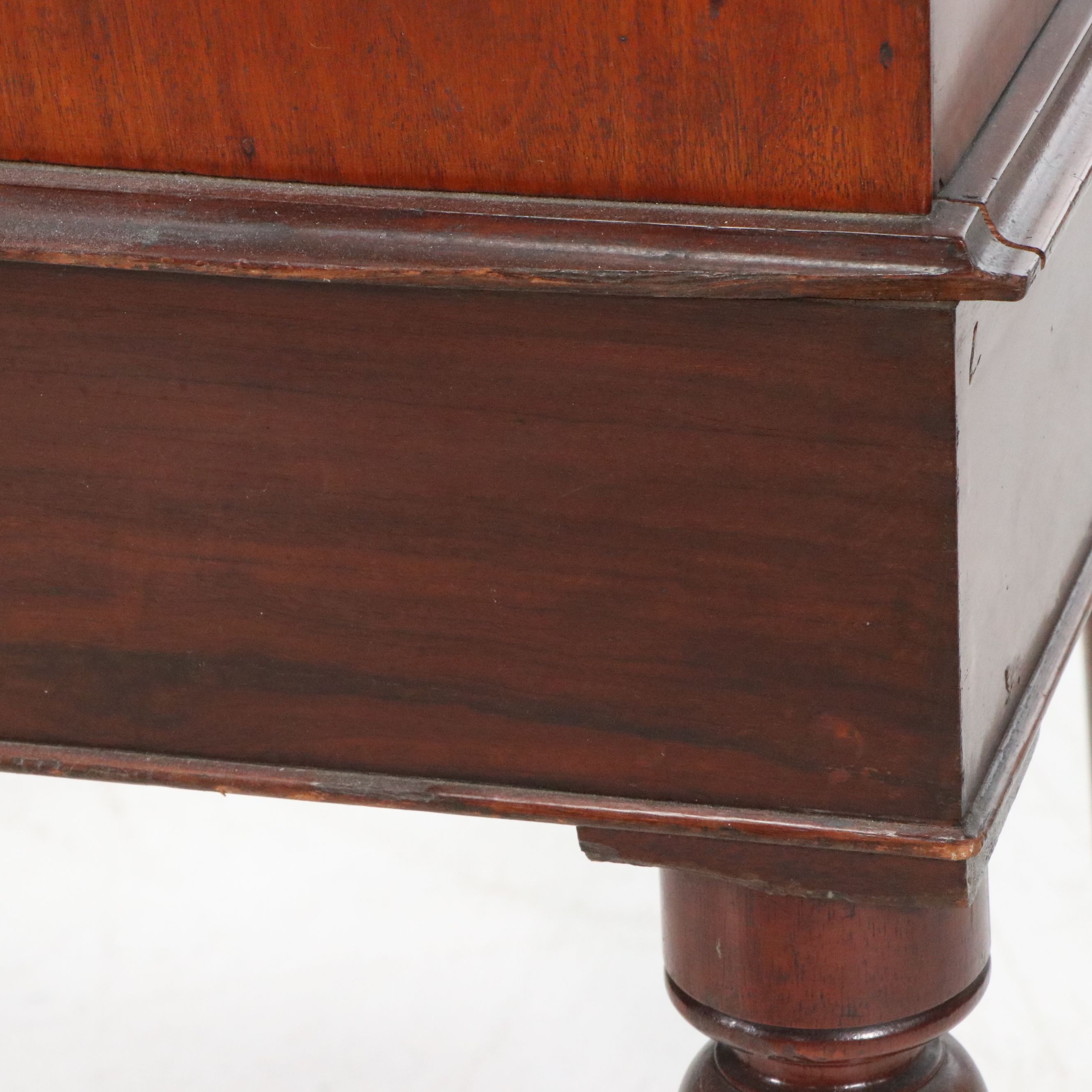 English Victorian Mahogany Dickens Desk with Angled Leather Writing Surface