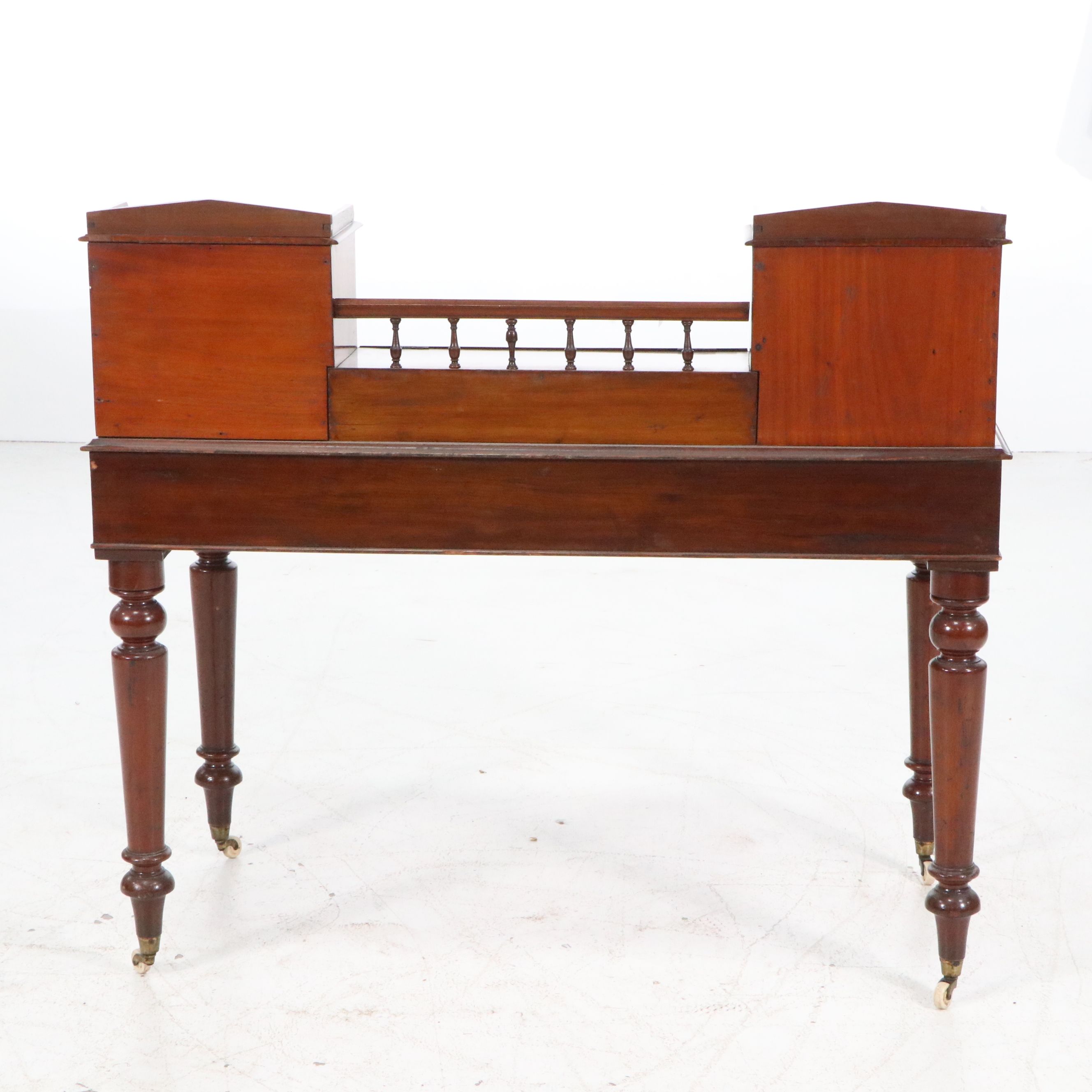 English Victorian Mahogany Dickens Desk with Angled Leather Writing Surface
