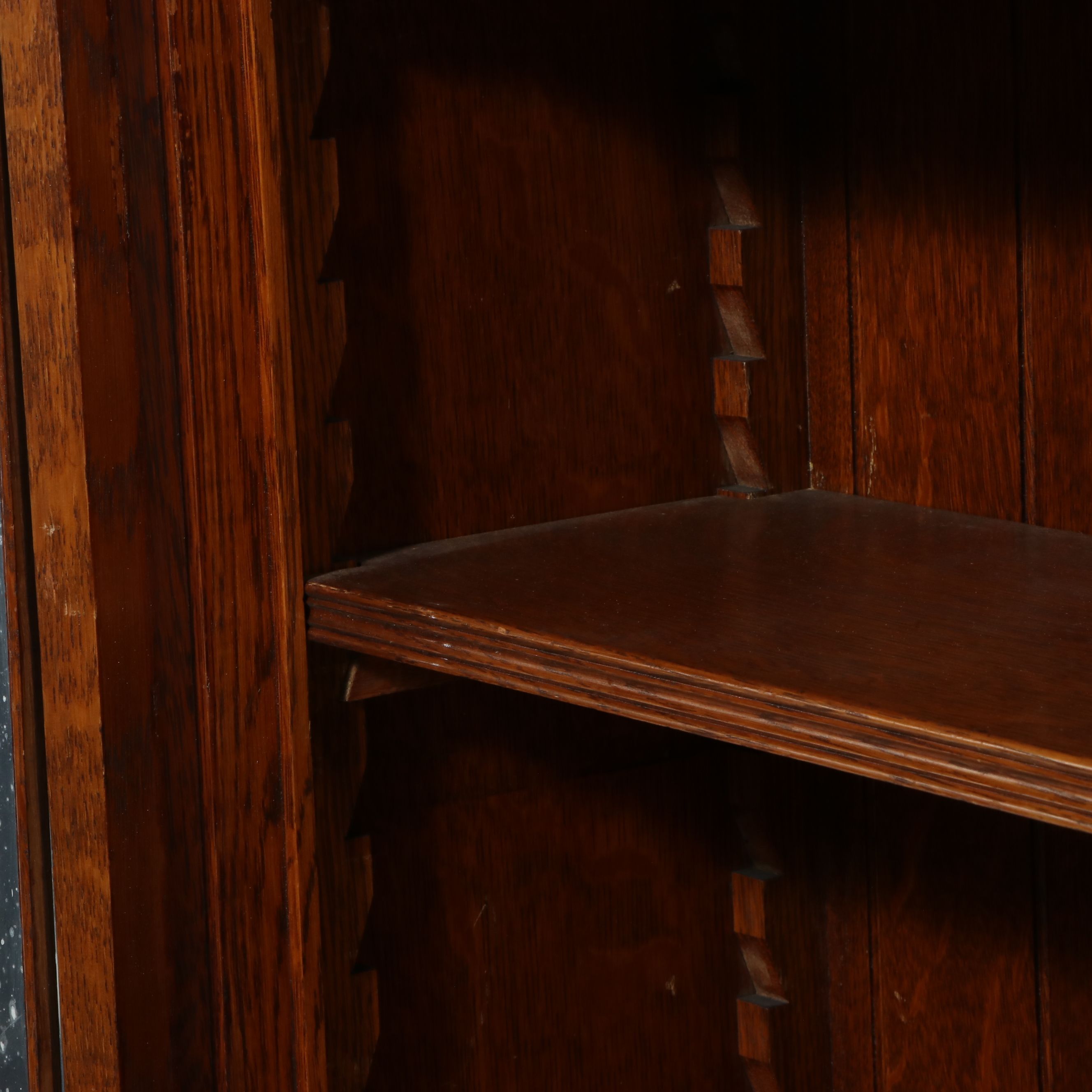 American Oak Arts & Crafts Style Glass Front Bookcase, Early 20th Century